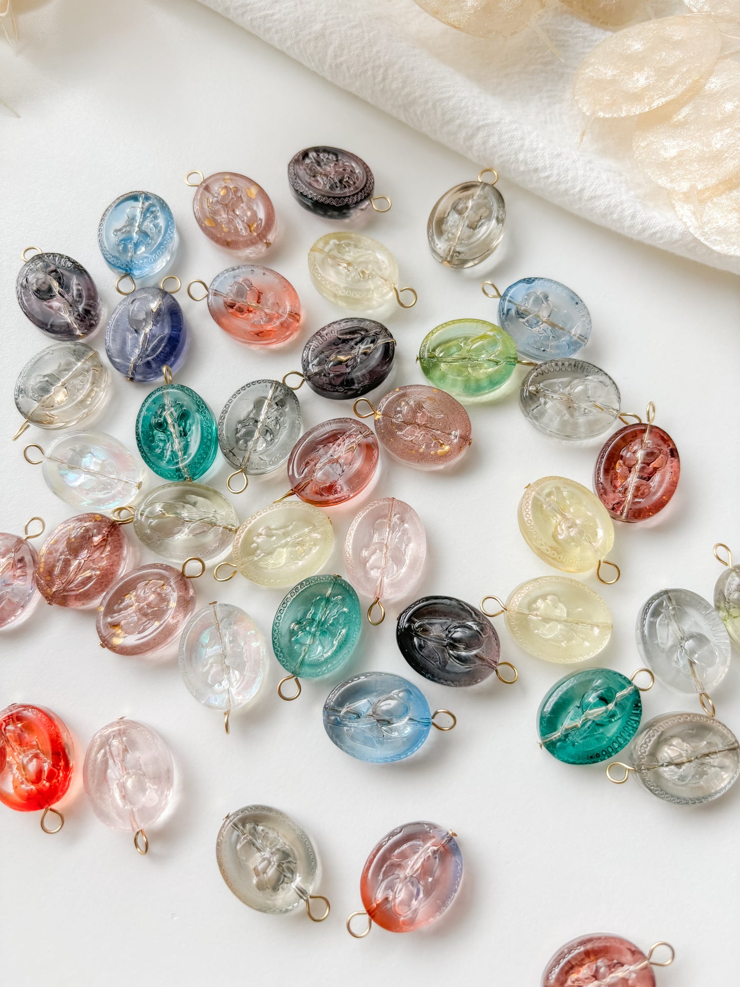 Glass pendant 23x15x8mm, mix 6 pcs
