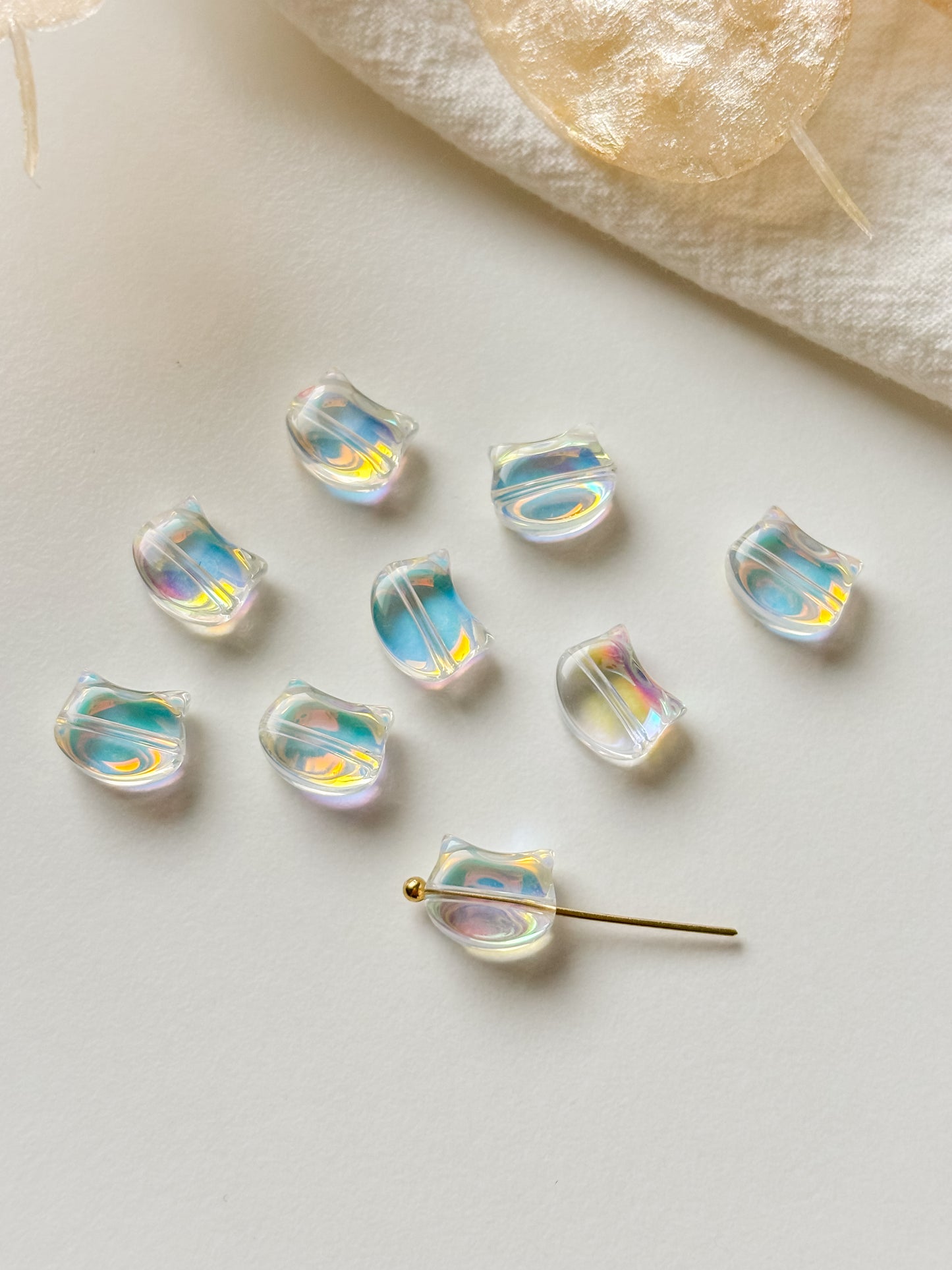 Glass bead cat 10x8mm, 10pcs
