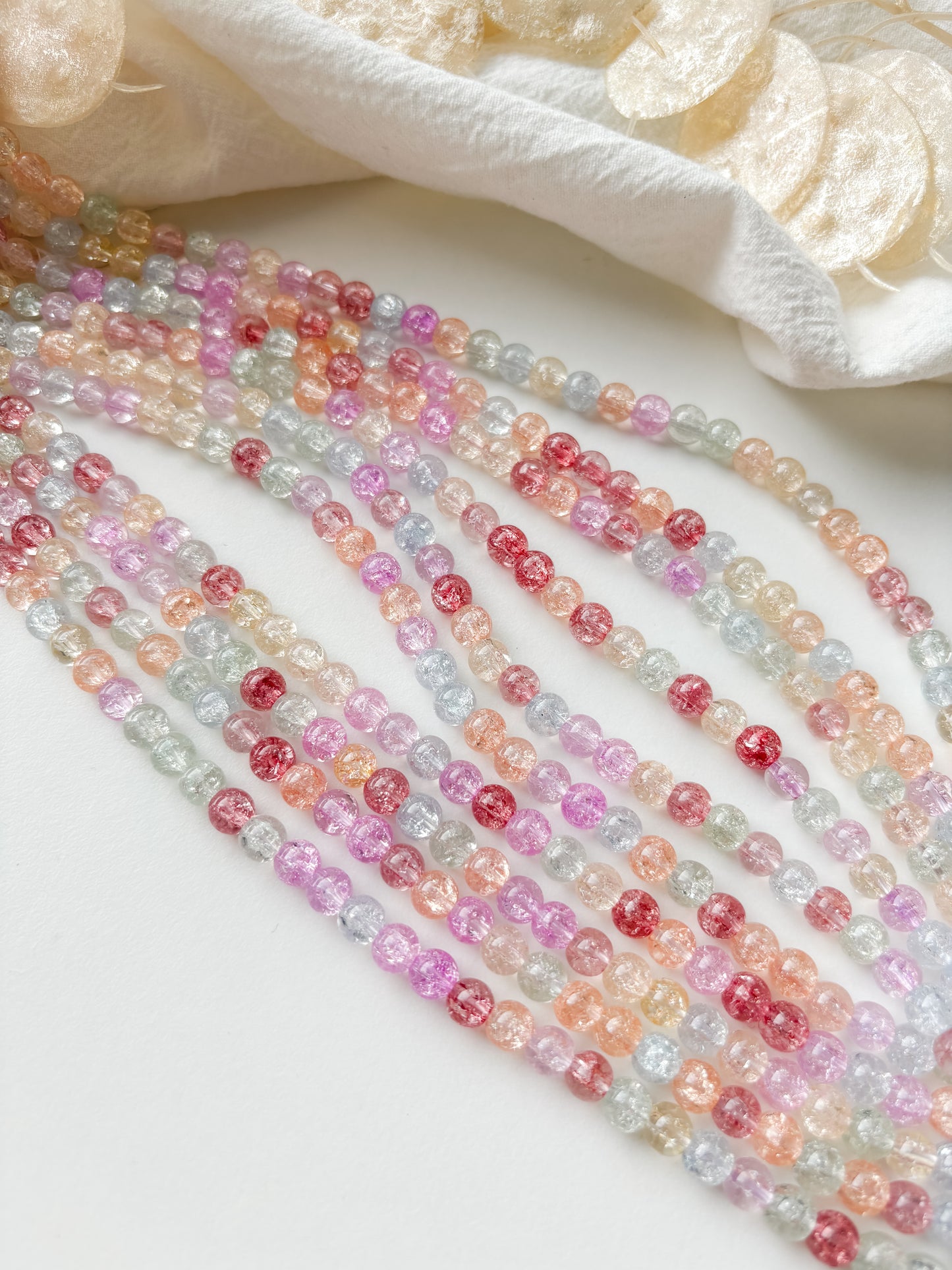 Glass bead 6mm approx. 60pcs