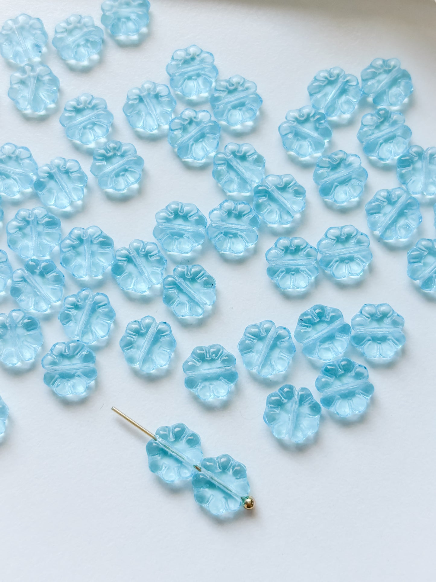 Glass bead flower 9mm, Czech, 20pcs
