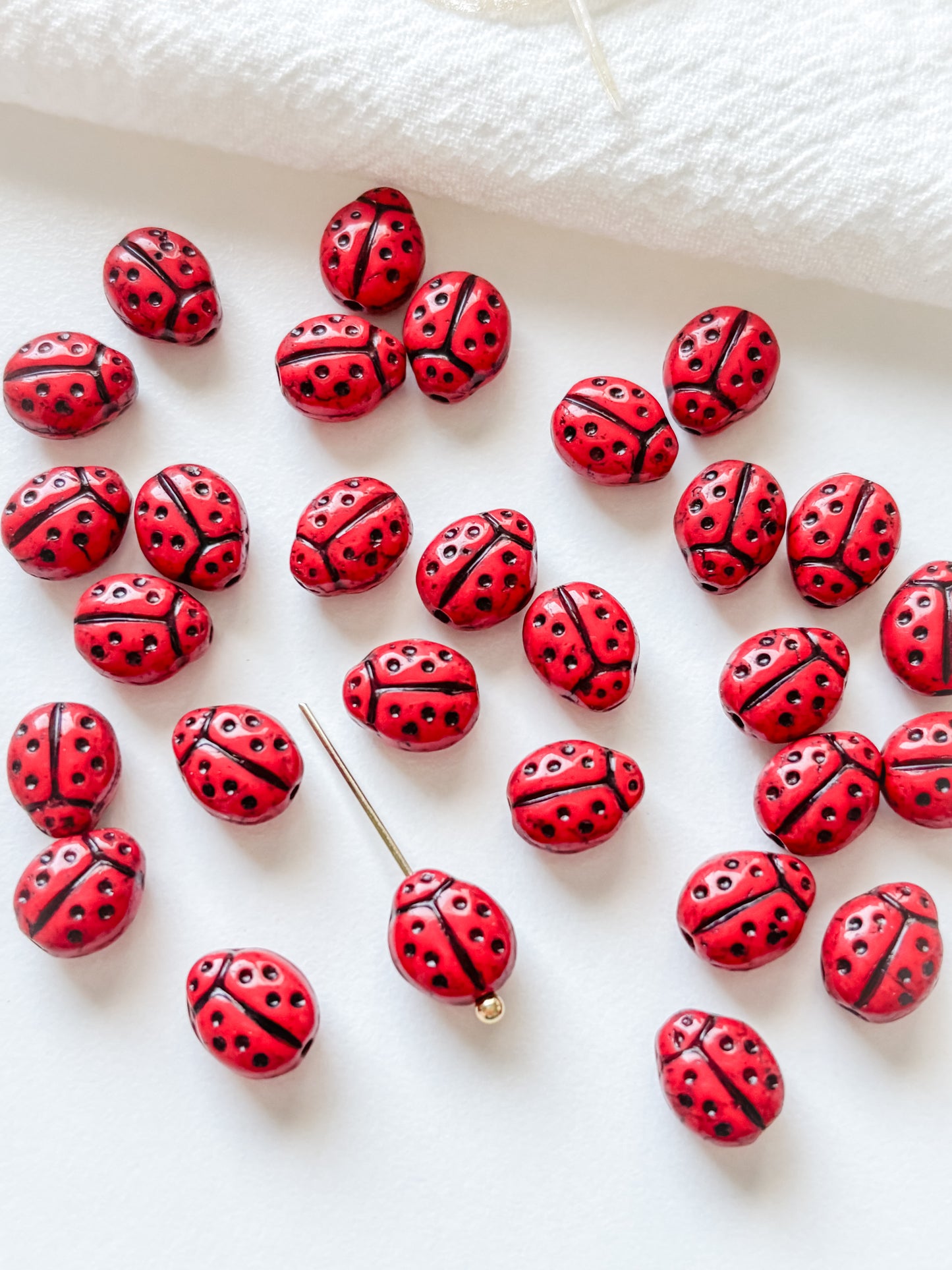 Glass bead ladybug 9x7mm, Czech, 10pcs