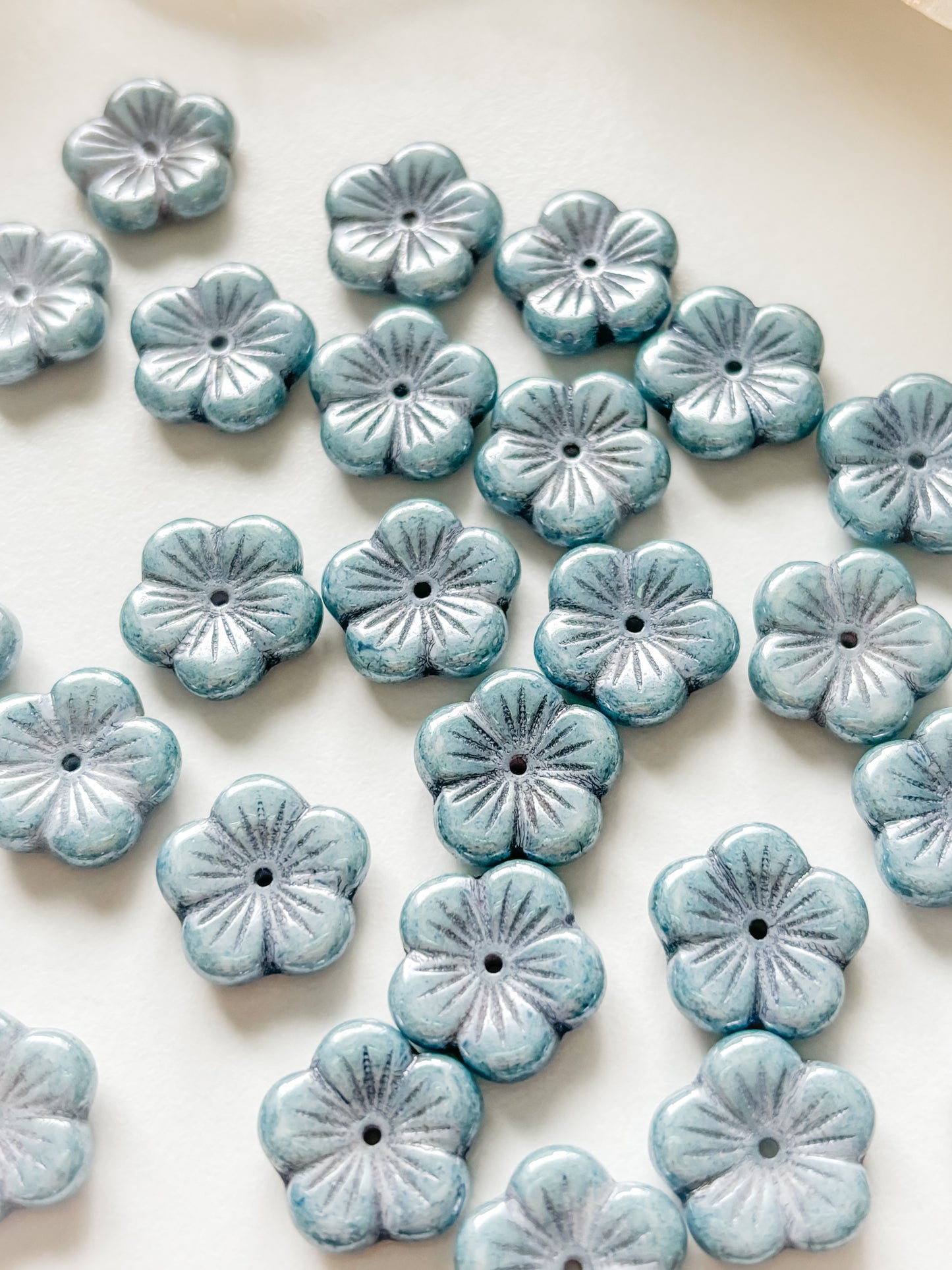 Glass bead flower 14mm, Czech, 6pcs