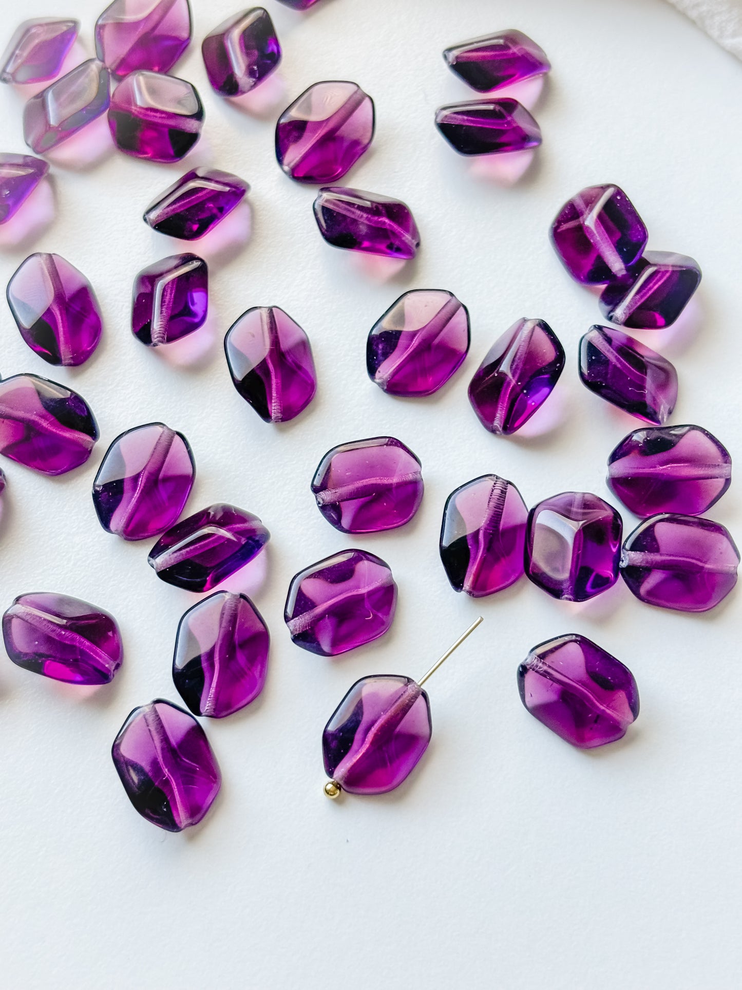 Glass bead 14x10mm, Czech glass bead, 6pcs