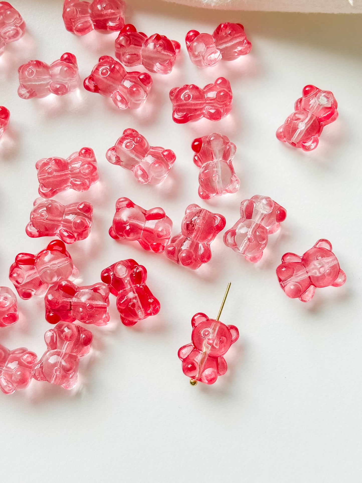 Glass bead teddy bear 14x12x9mm, 6pcs