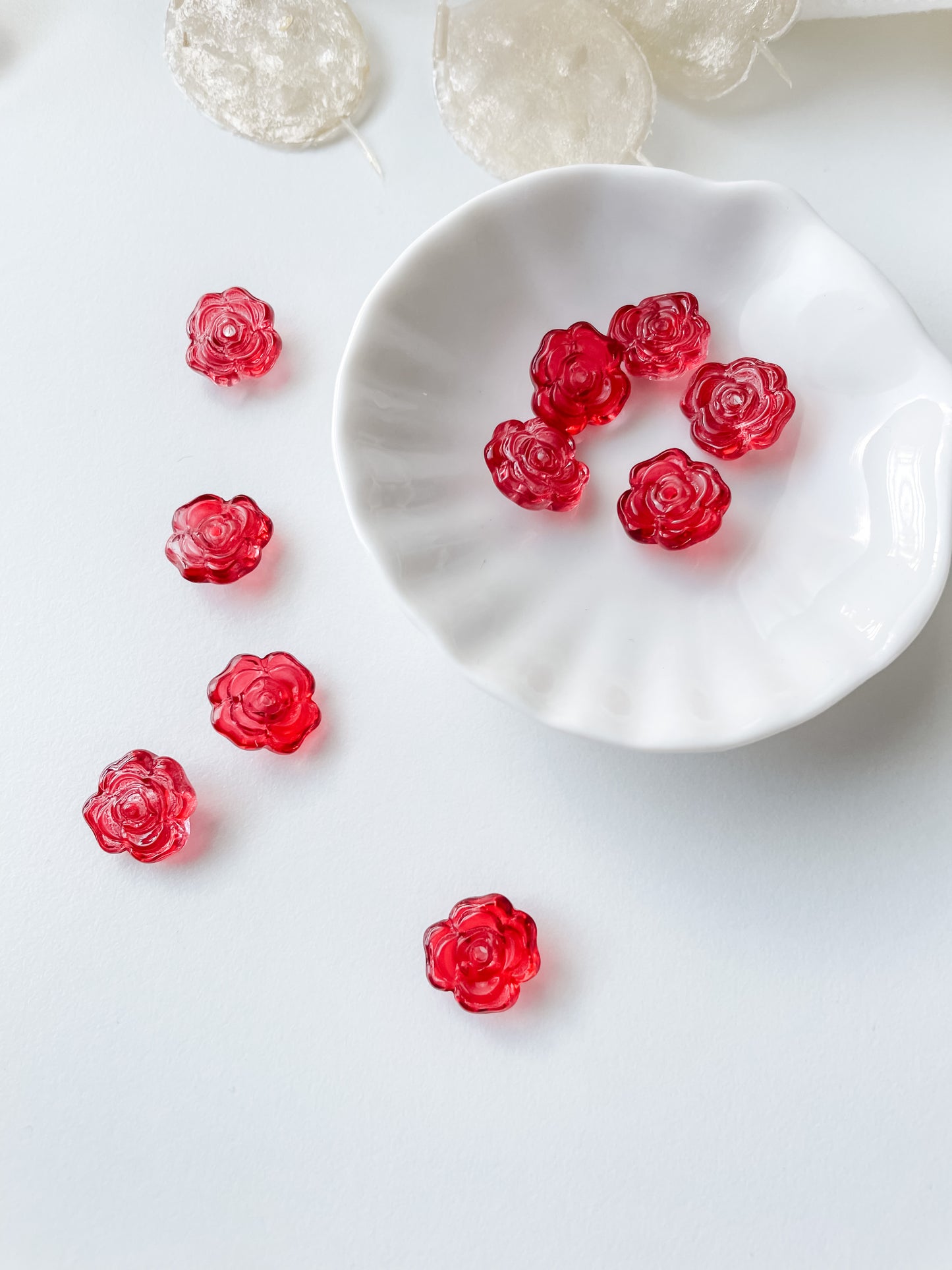 Bead glass red rose 13x12x5mm, 1pc