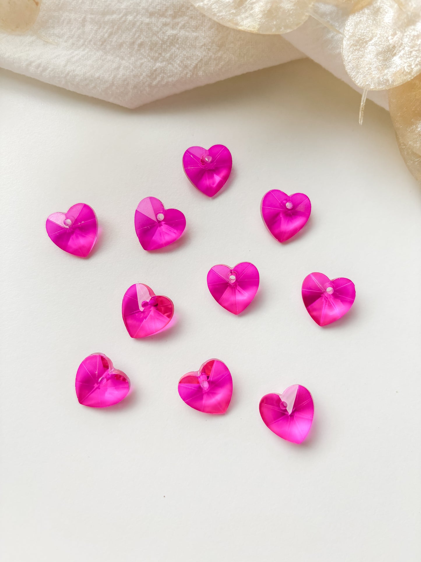 Glass pendant heart 14x14x8mm, 6pcs