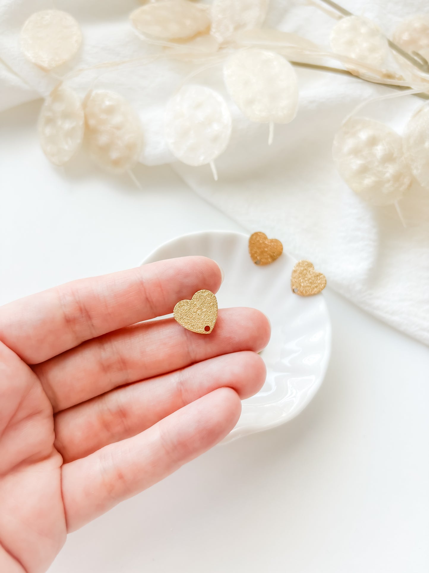 Earring stud 12x13x1mm, RST304, 1pair