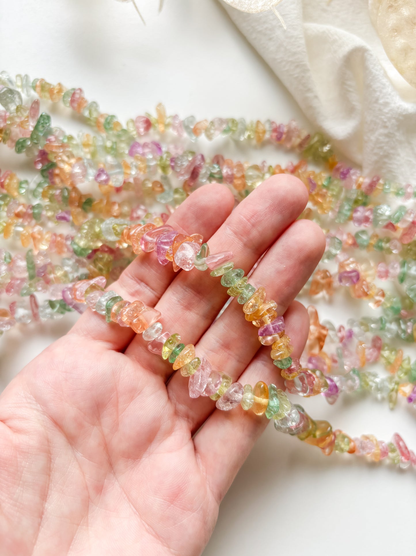 Glass bead approx. 5-8mm, ribbon approx. 80cm