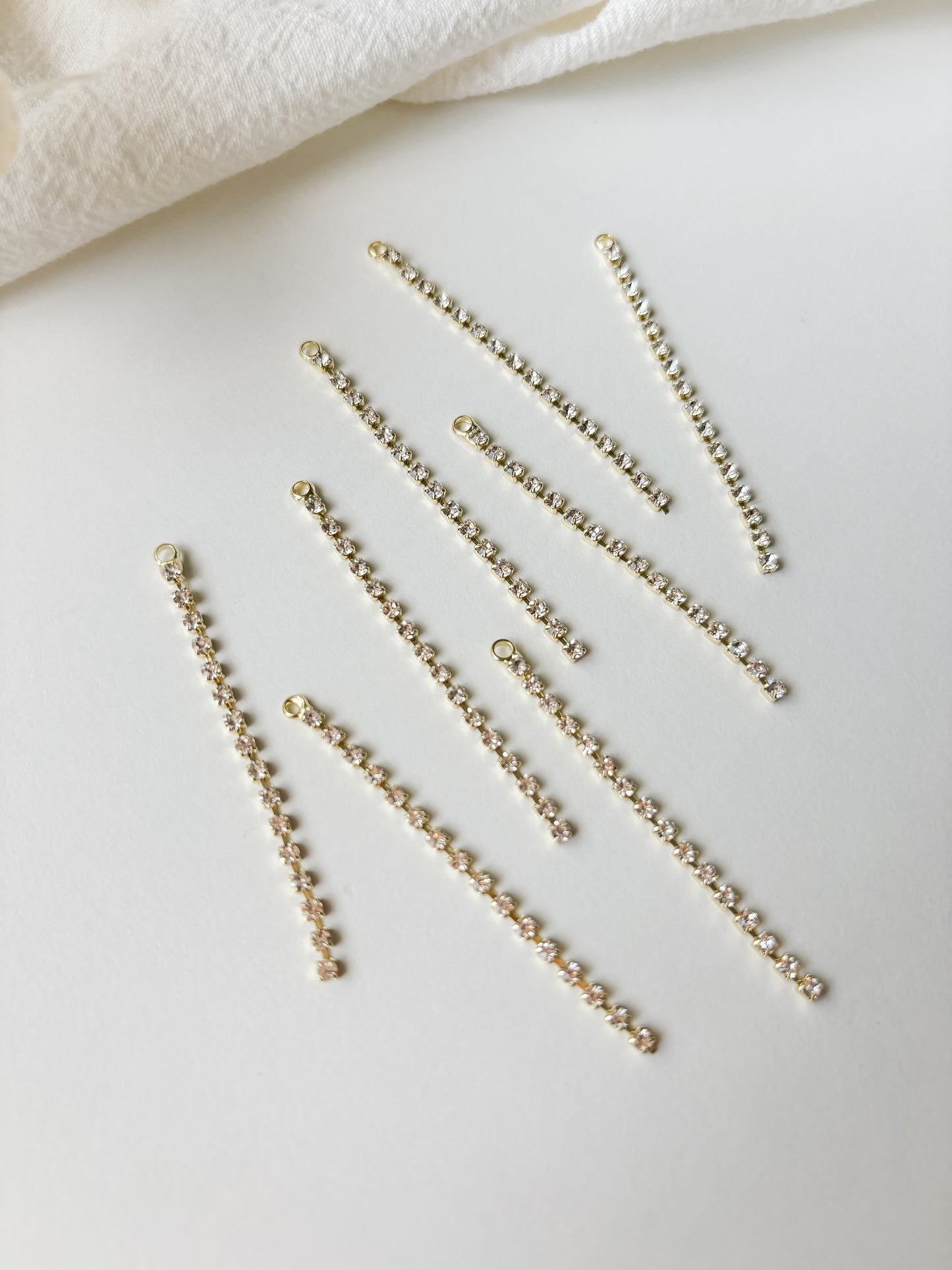 Rhinestone pendant 52x2x2mm, brass, 1pc