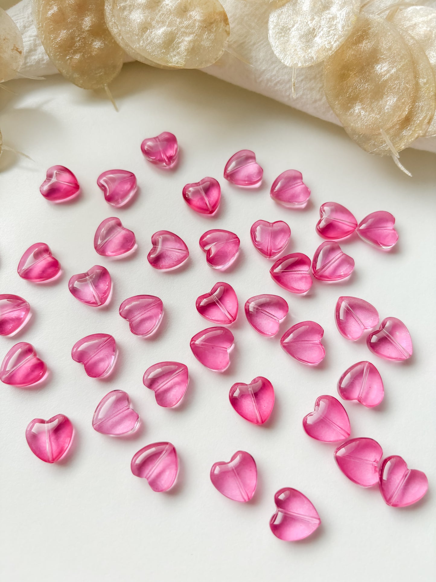 Glass bead heart 12x12x5.5mm, 6pcs