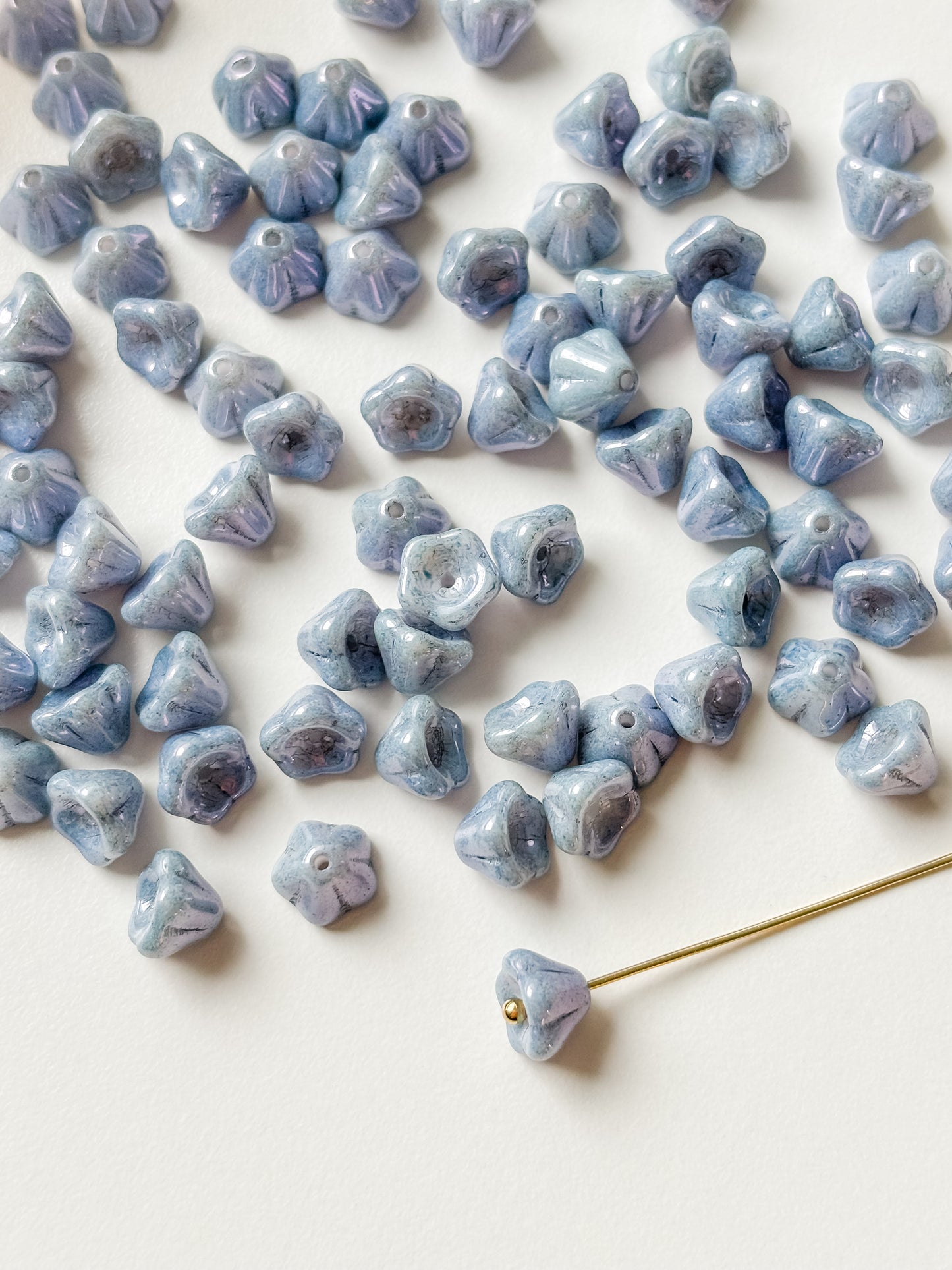 Glass bead flower 6x8mm, Czech Glass bead, 10pcs