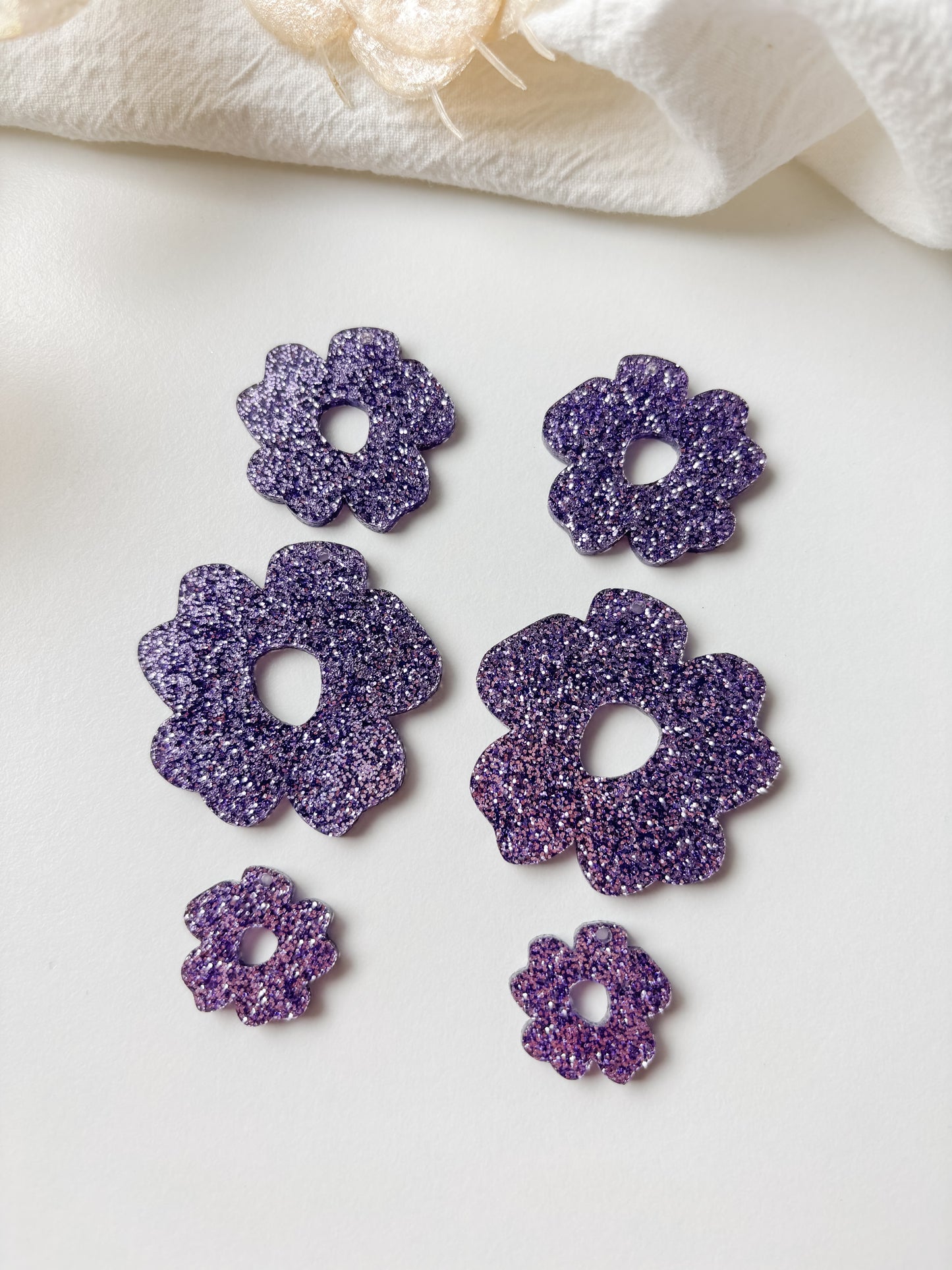 Hängsblomma, lila glitter, 1 par