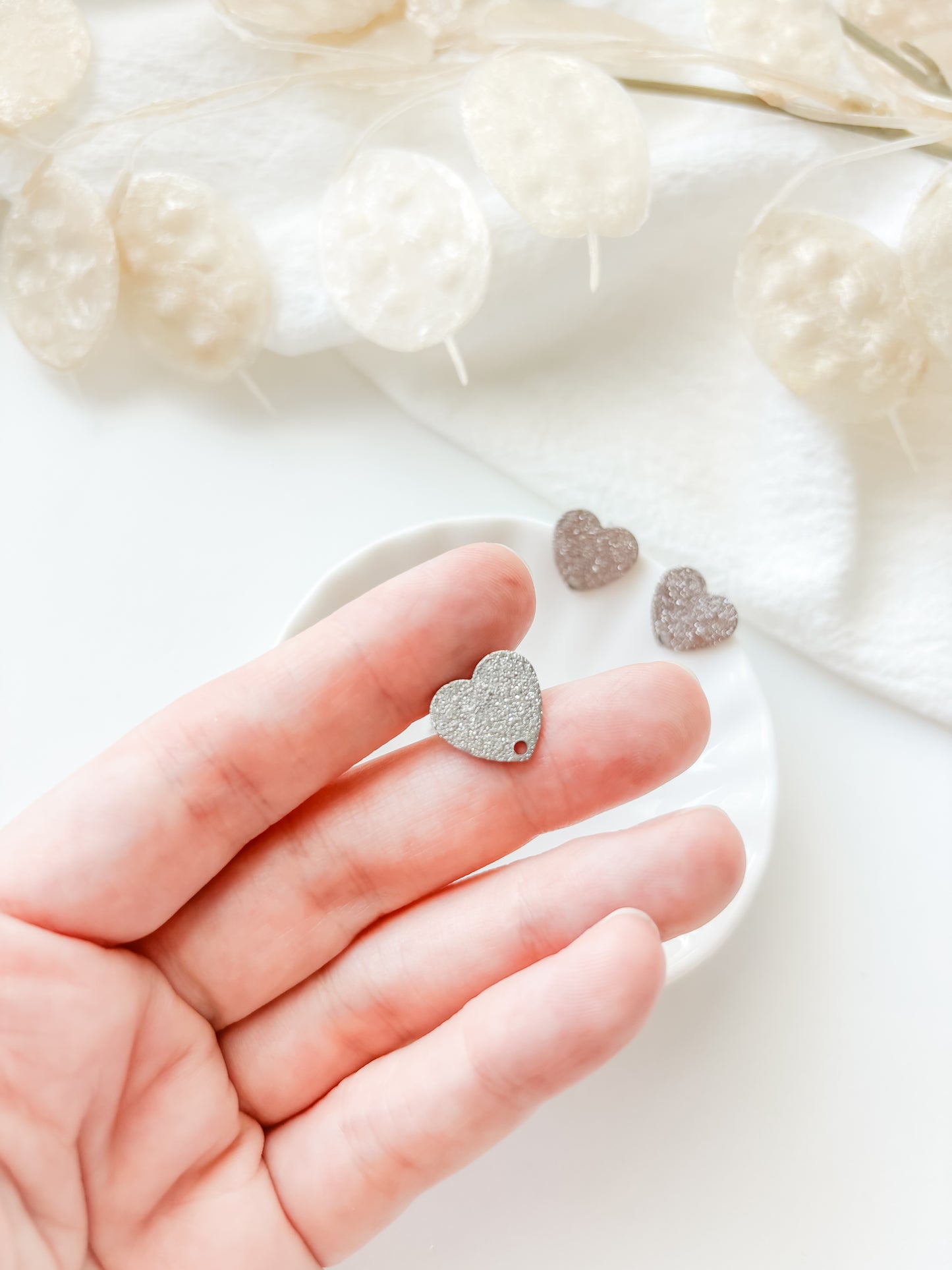 Earring stud 12x13x1mm, RST304, 1pair