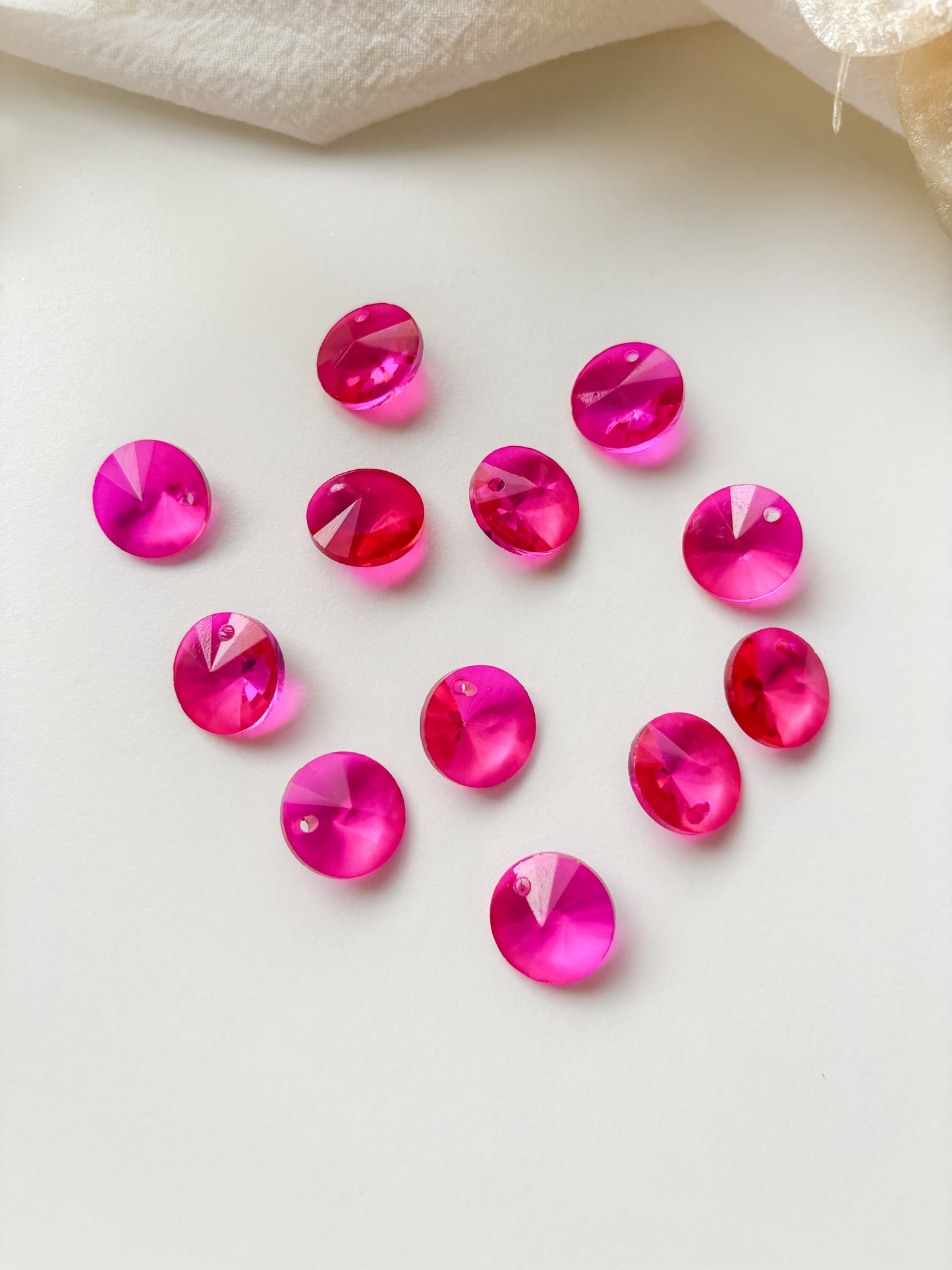 Glashänge cirkel rosa 14x7mm, 6st