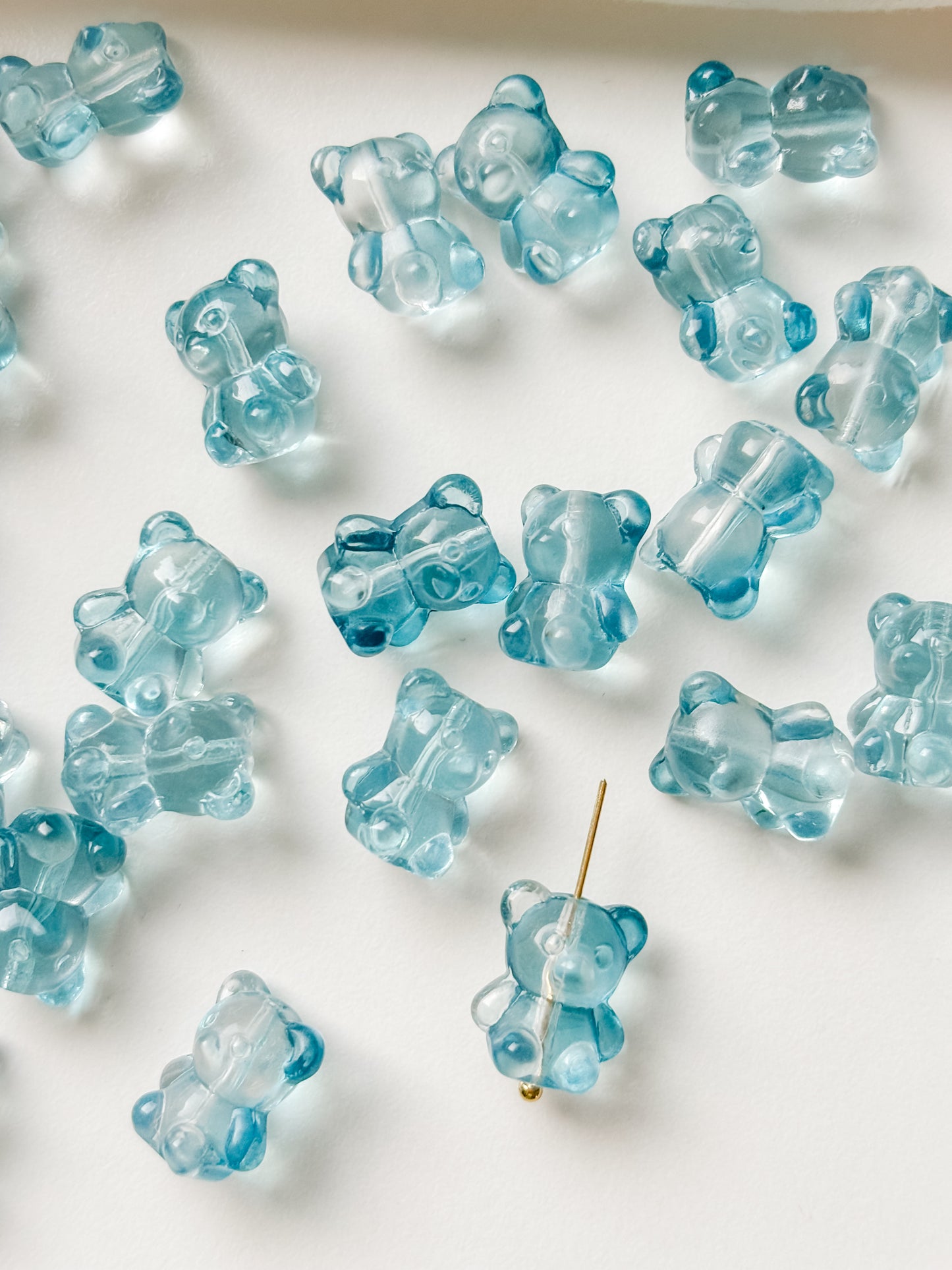 Glass bead teddy bear 14x12x9mm, 6pcs