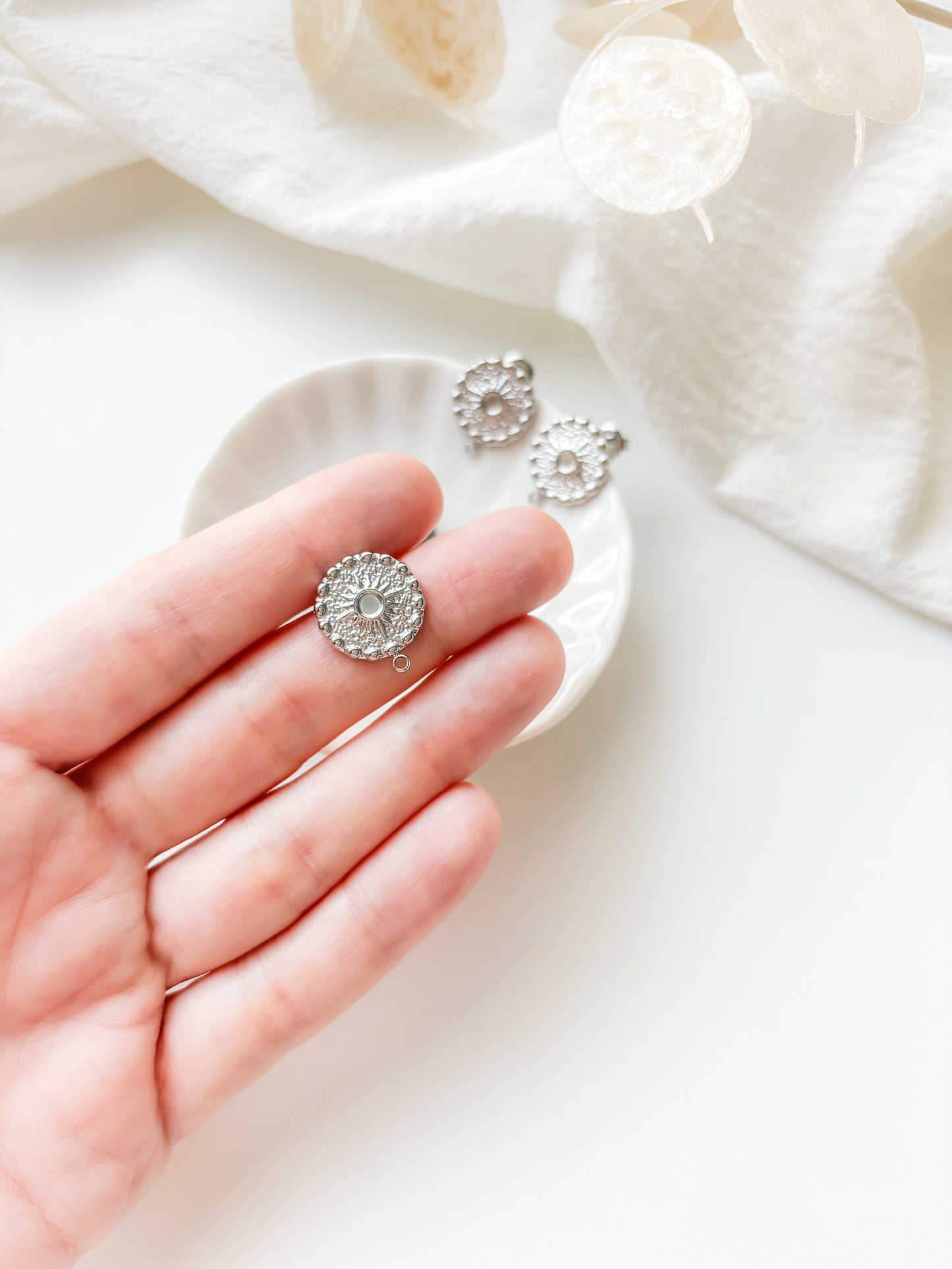 Earring stud 17x15mm, RST304, 1pair