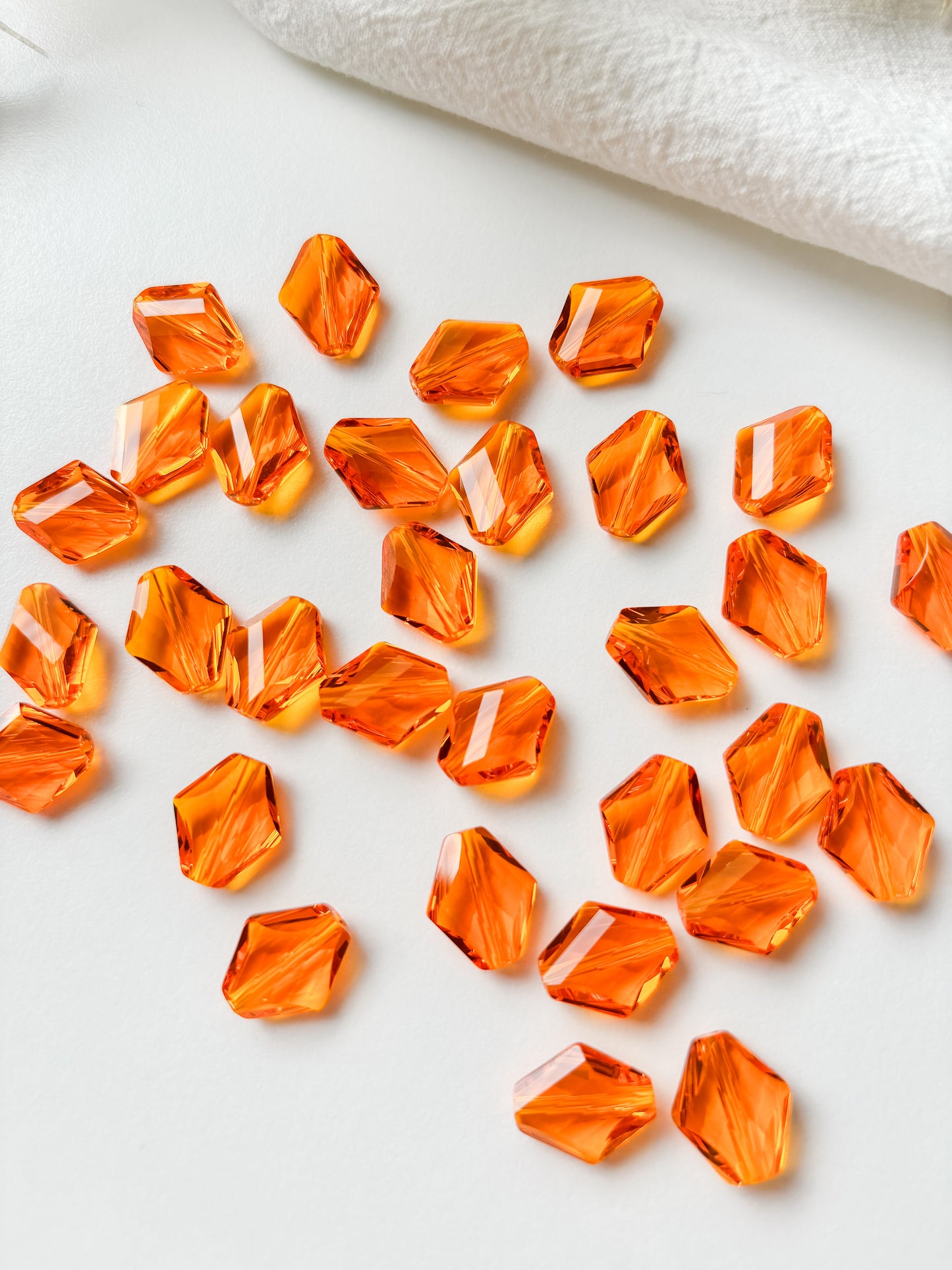 Glass bead 14x12x6mm, orange, 6pcs