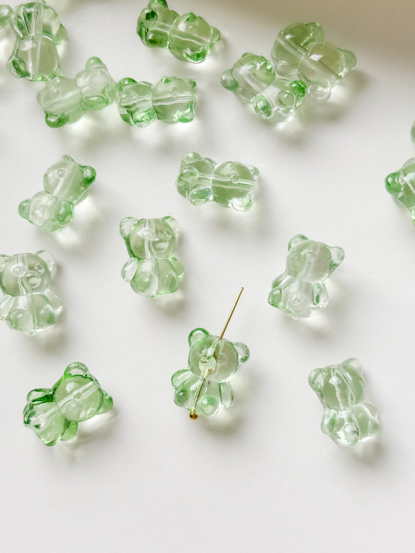 Glass bead teddy bear 14x12x9mm, 6pcs
