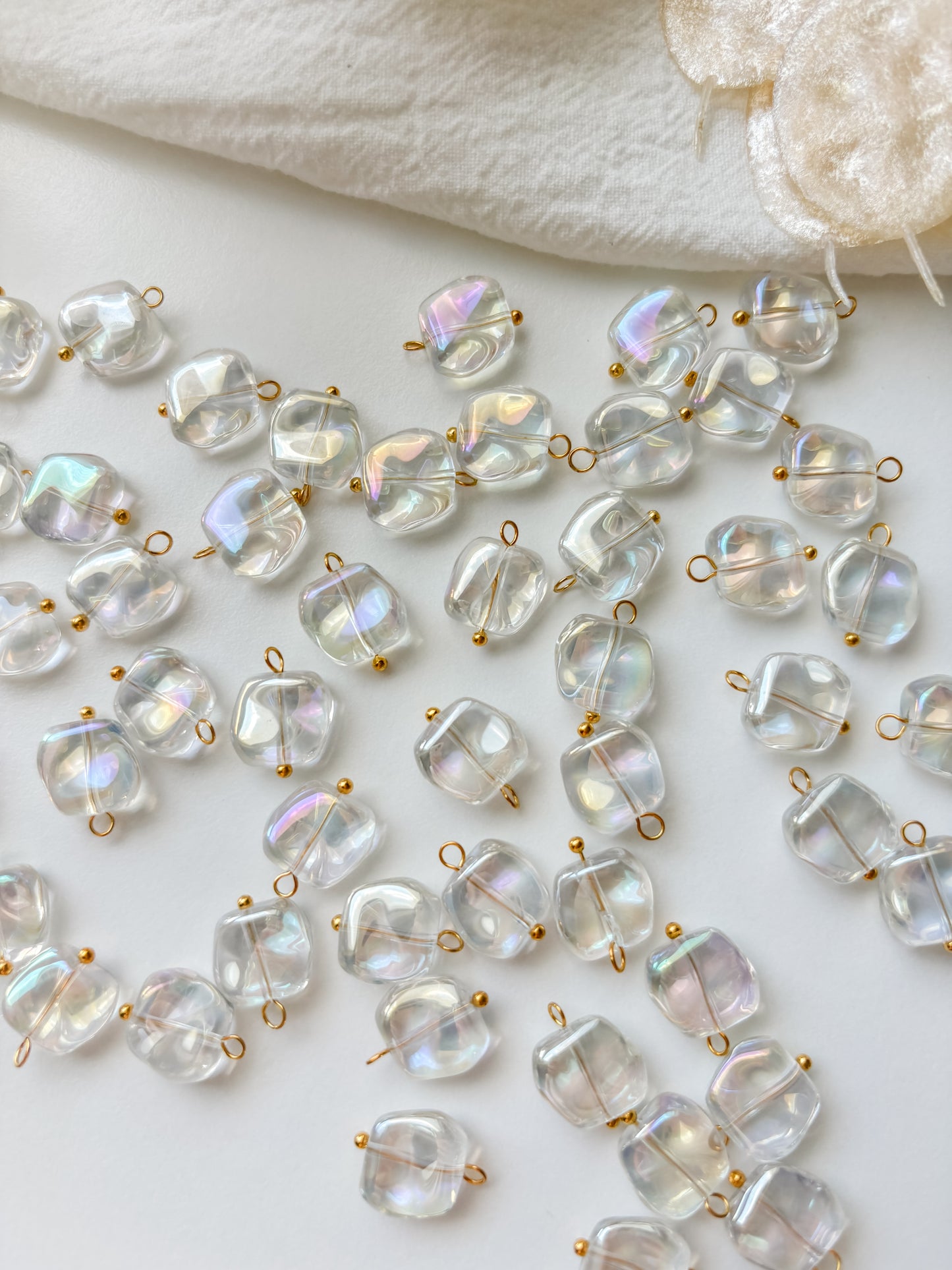 Glass pendant 15x12x5.5mm, 6pcs