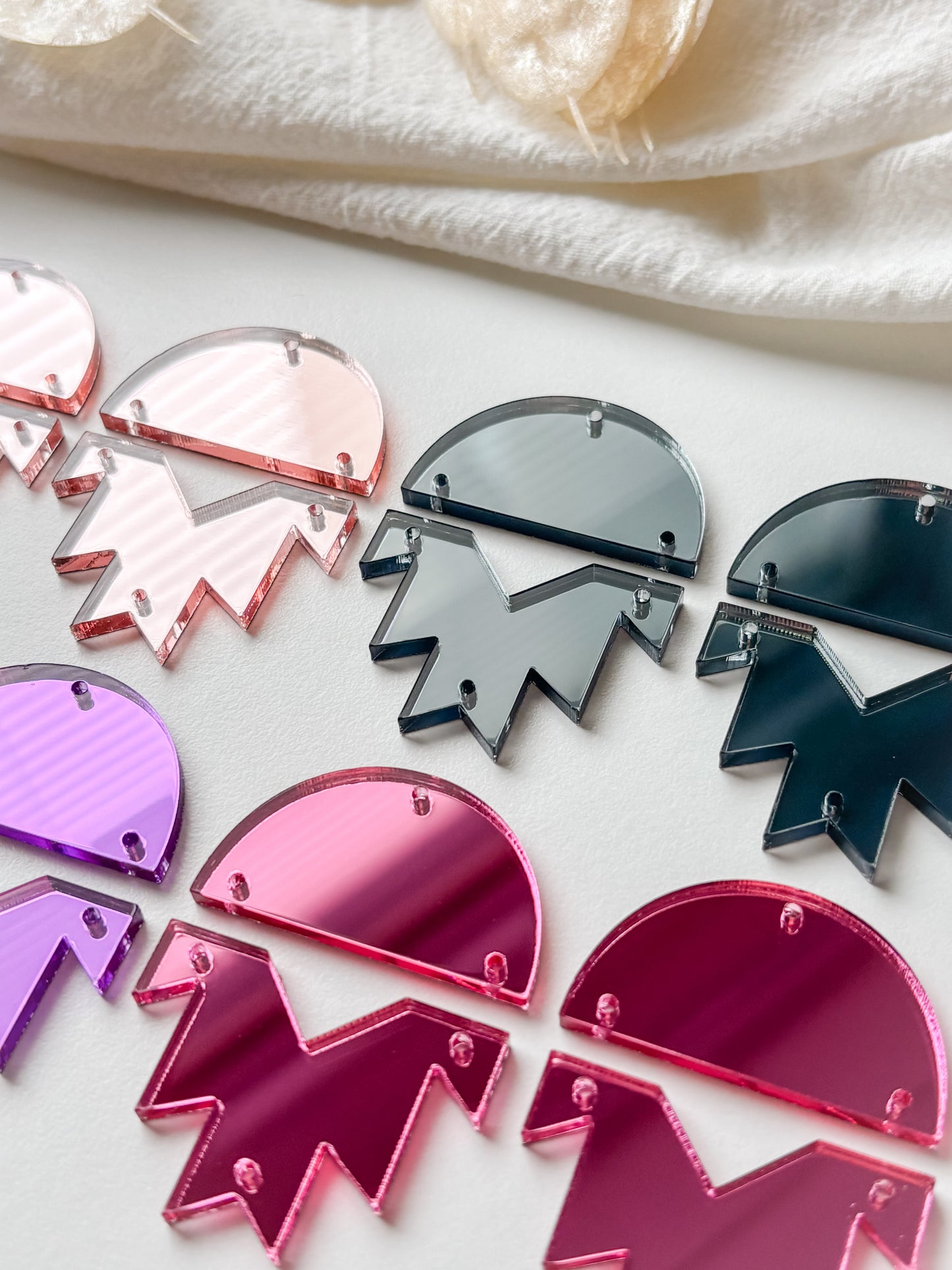 Pendant set 50mm, mirror acrylic, 6pcs