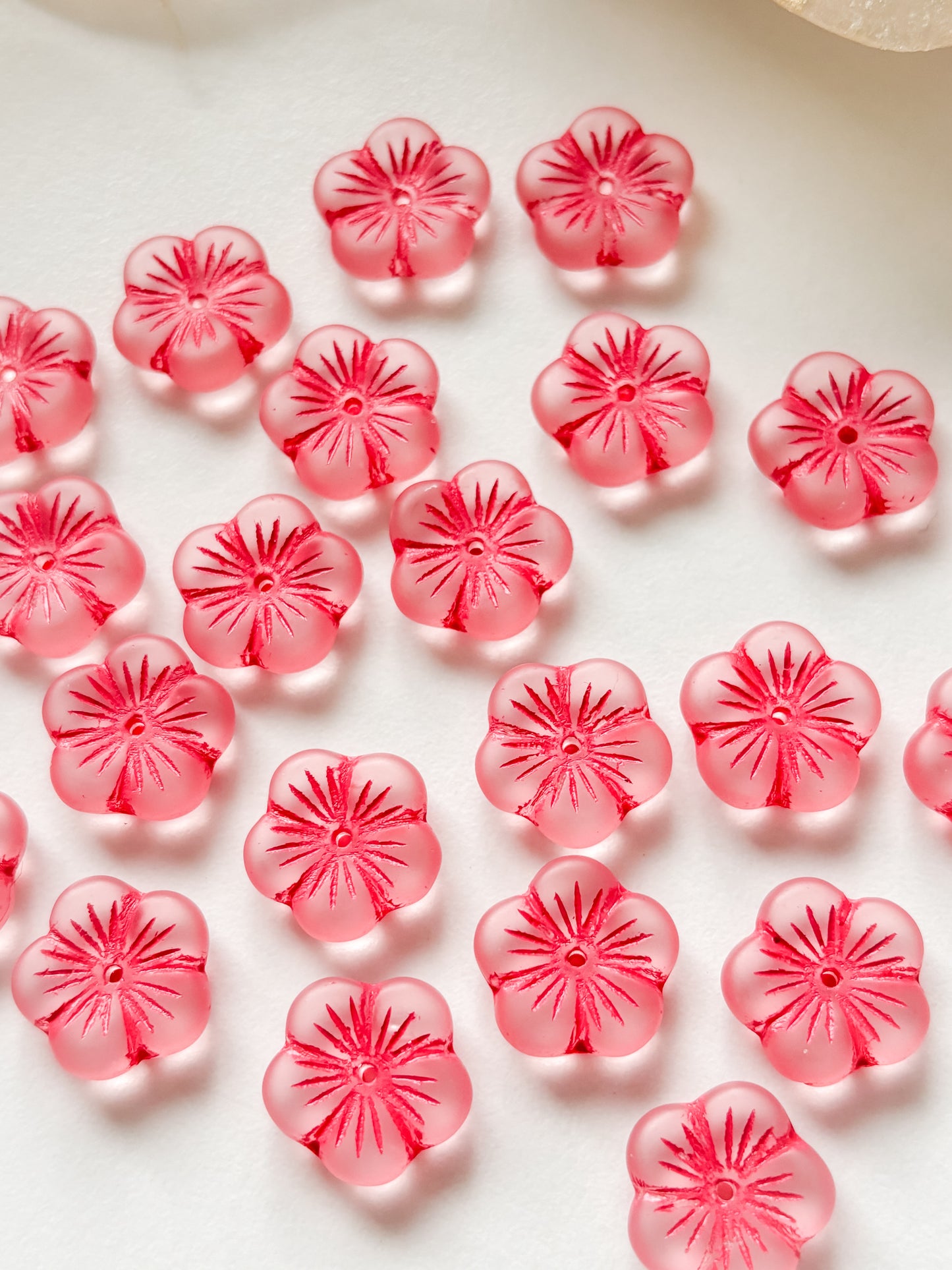 Glass bead flower 14mm, Czech, 6pcs