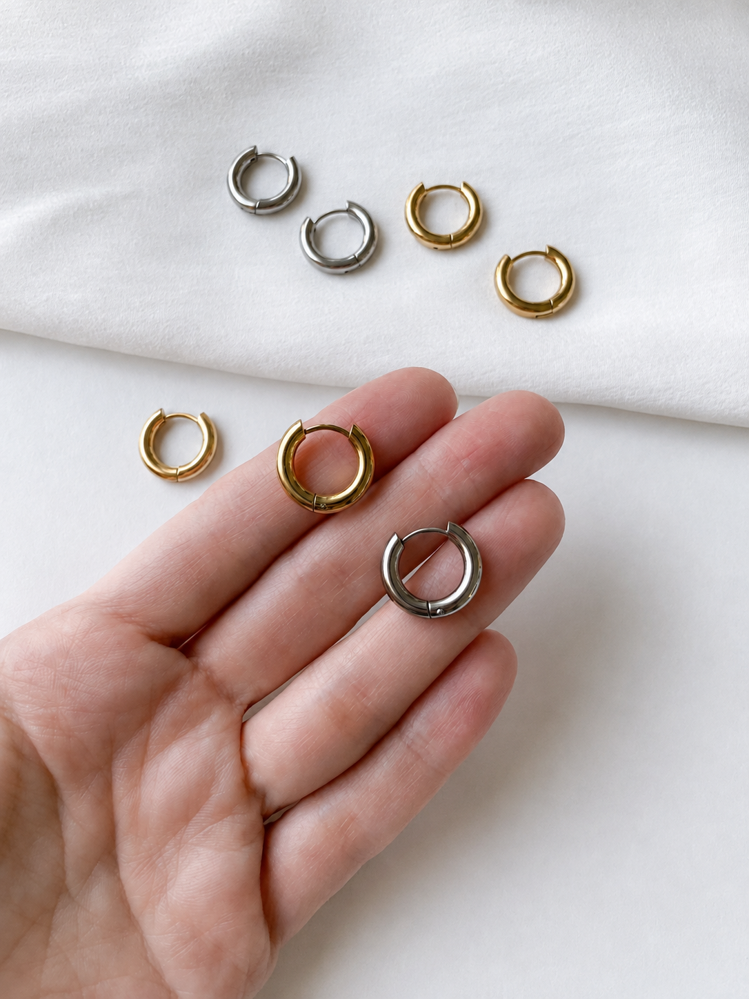 Earring ring 1 pair Huggie RST316, 15x16x3mm