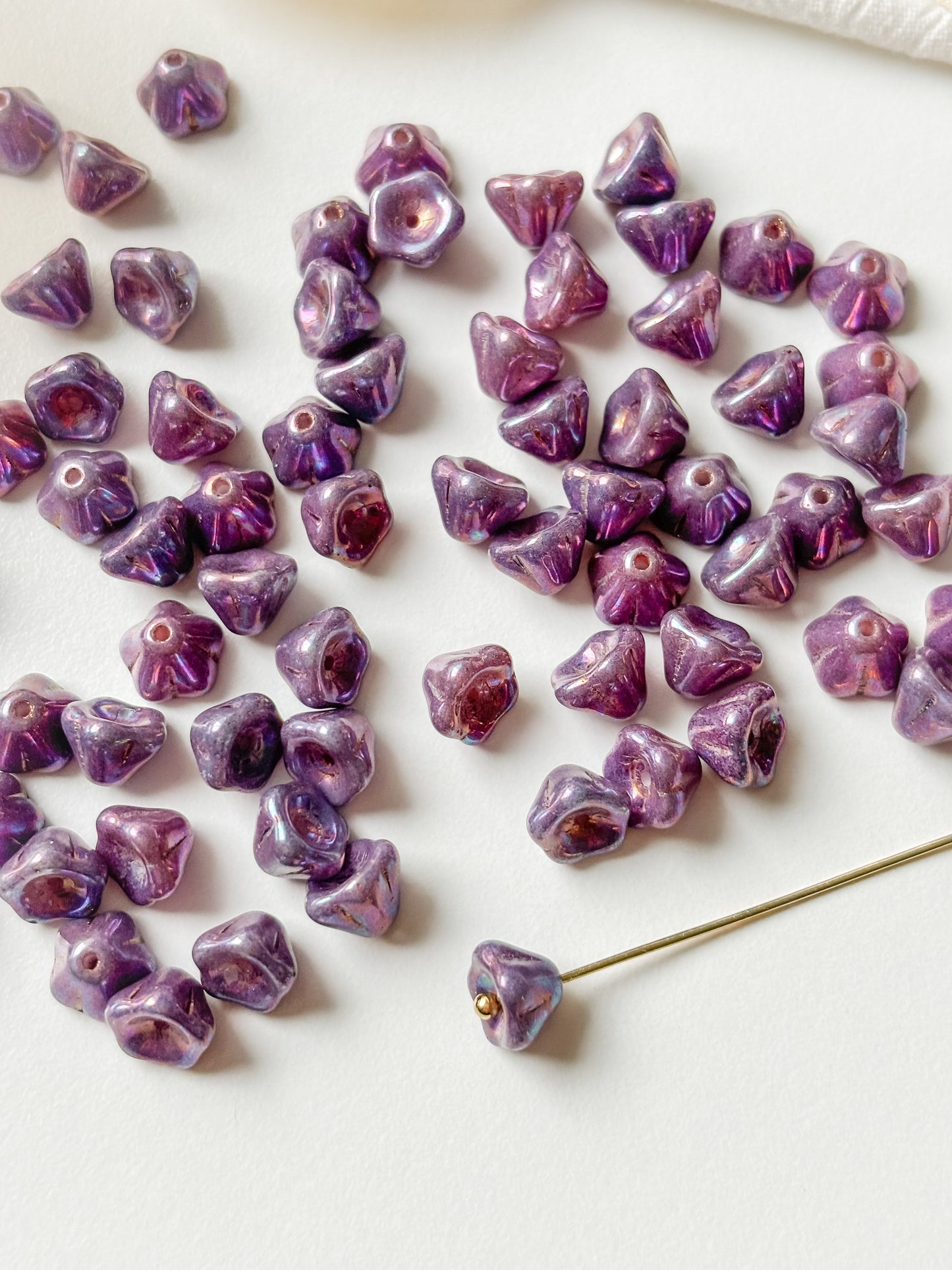 Glass bead flower 6x8mm, Czech Glass bead, 10pcs