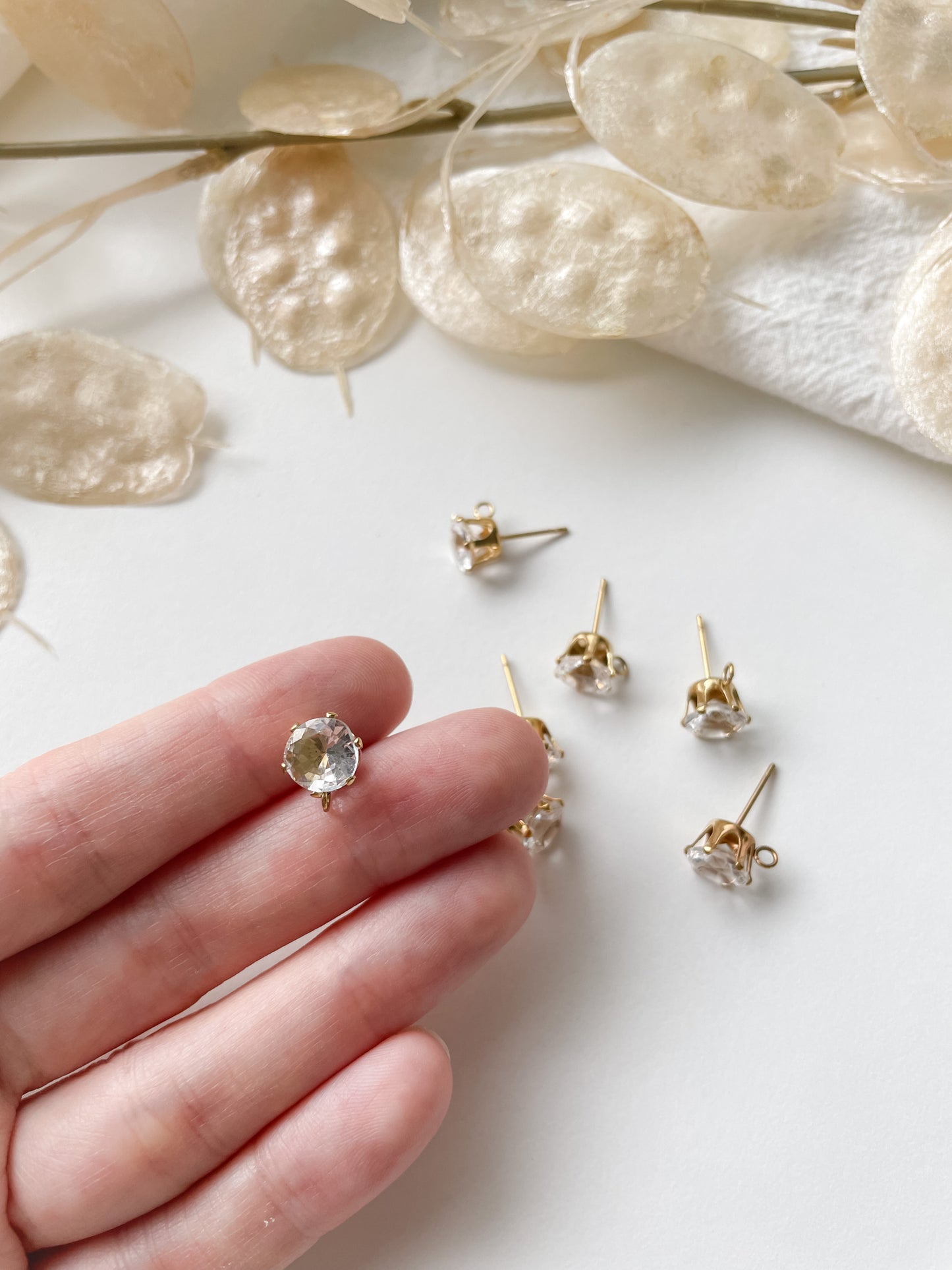 Earring stud RST304, 10.5x8mm, 1pair