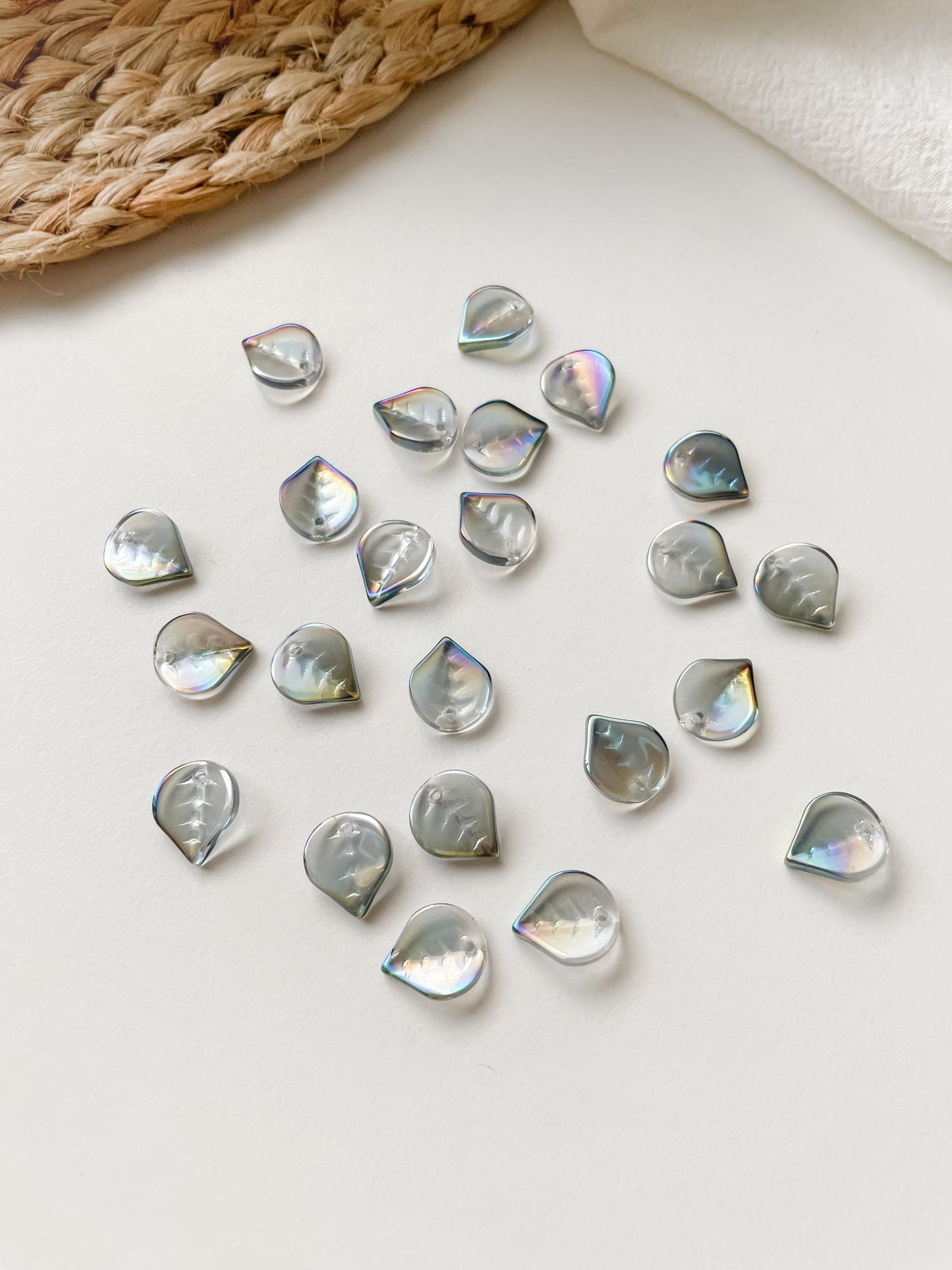 Glass pendant 12x10x3.5mm, 6pcs