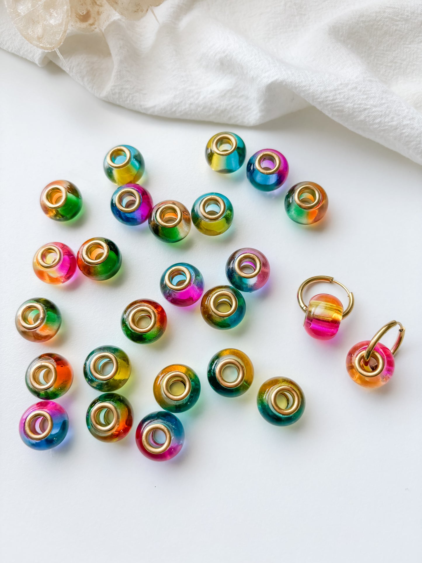 Glass bead 15x12mm multicolor mix. 6pcs