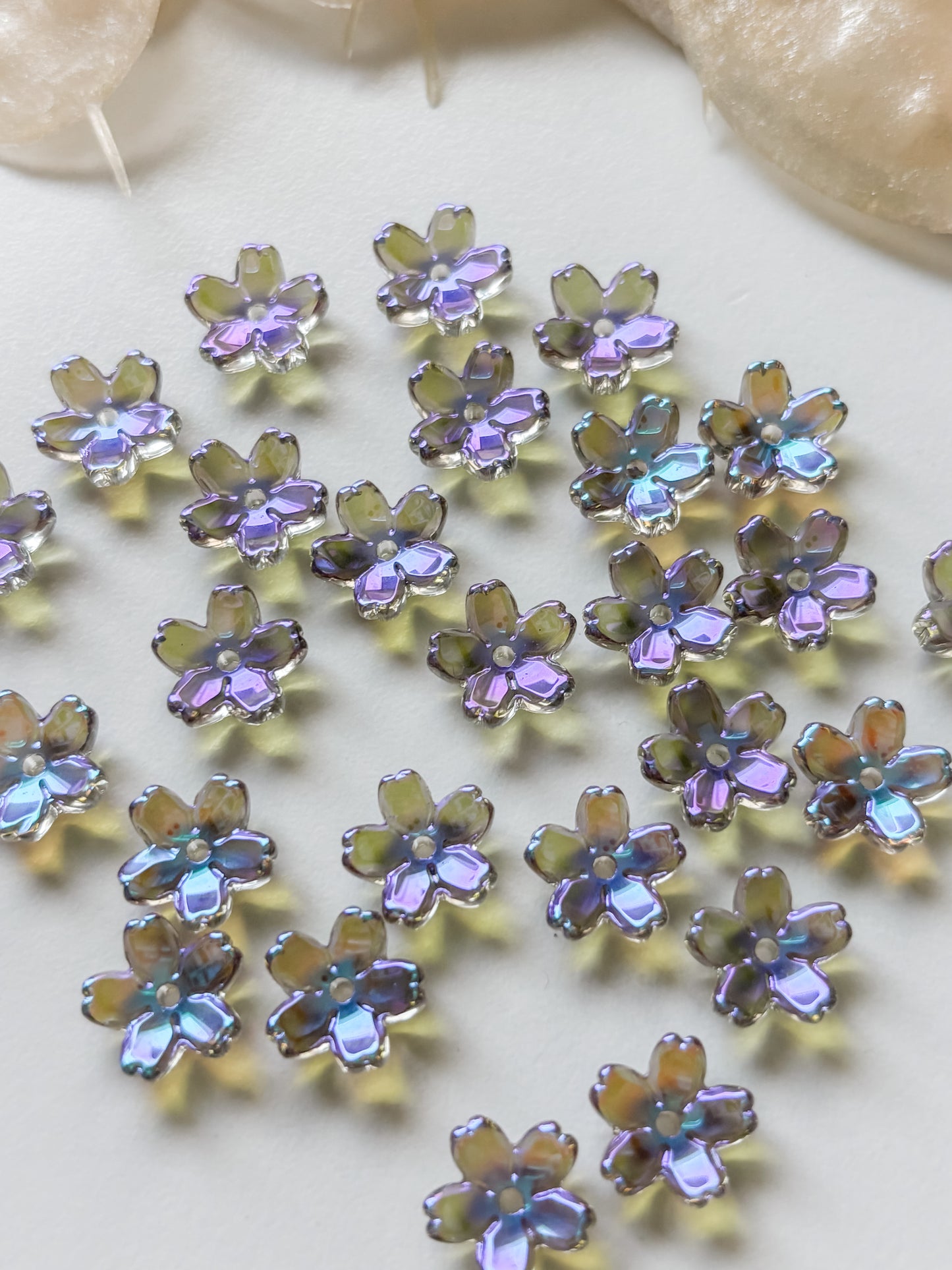 Lasihelmi kukka 10x4mm, 10kpl