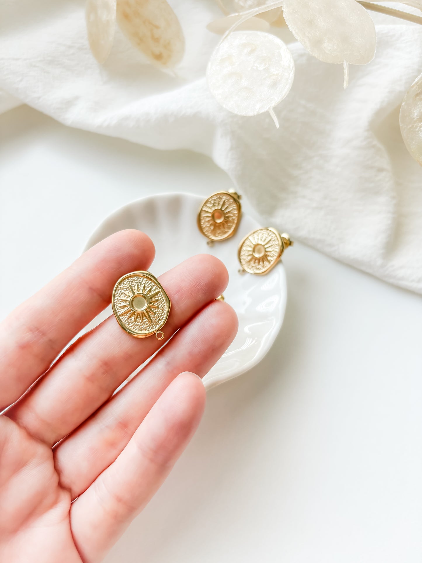 Earring stud 21x16mm, RST304, 1pair