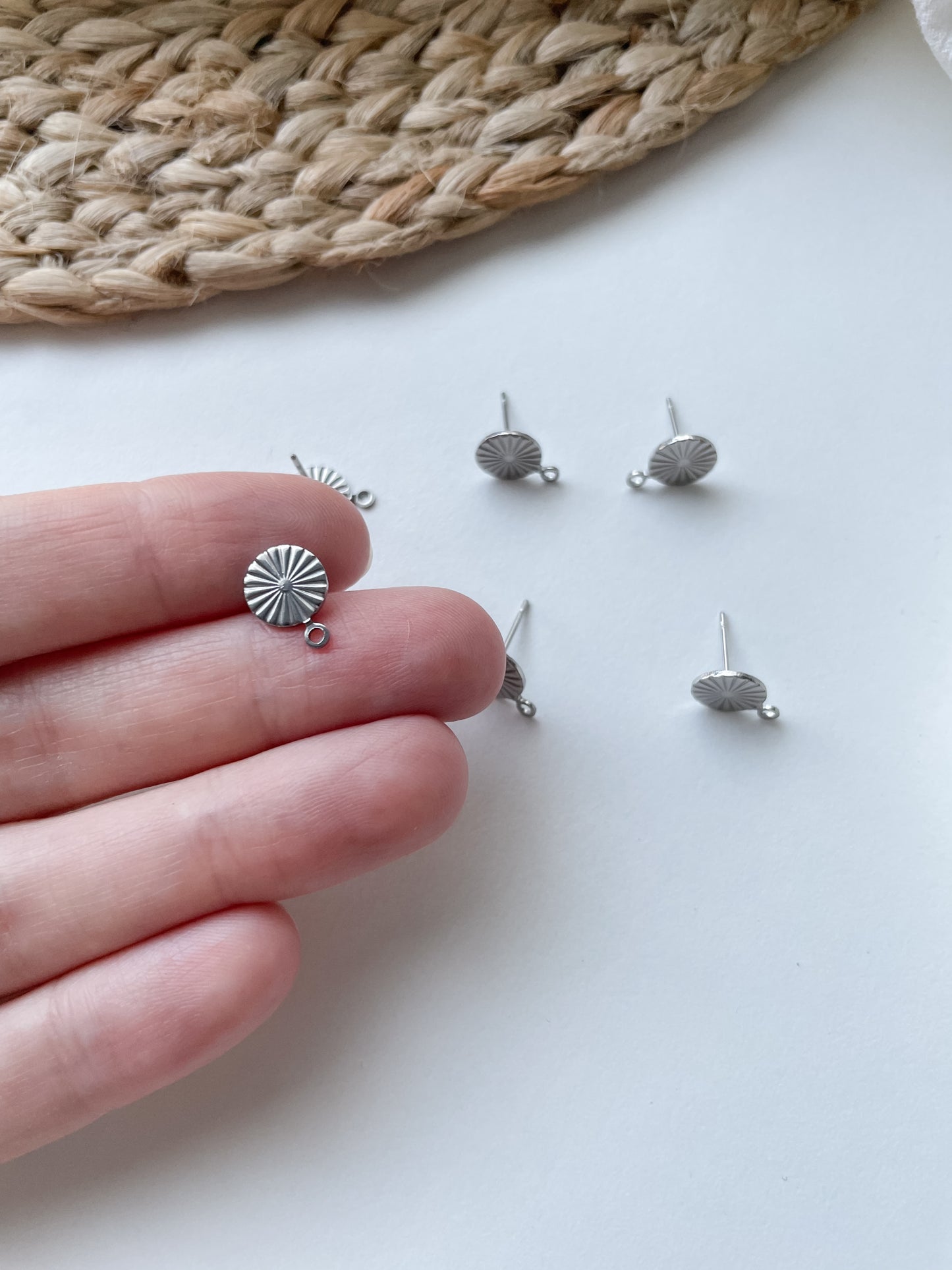 Earring stud with loop 11x8mm, RST304, 1pair