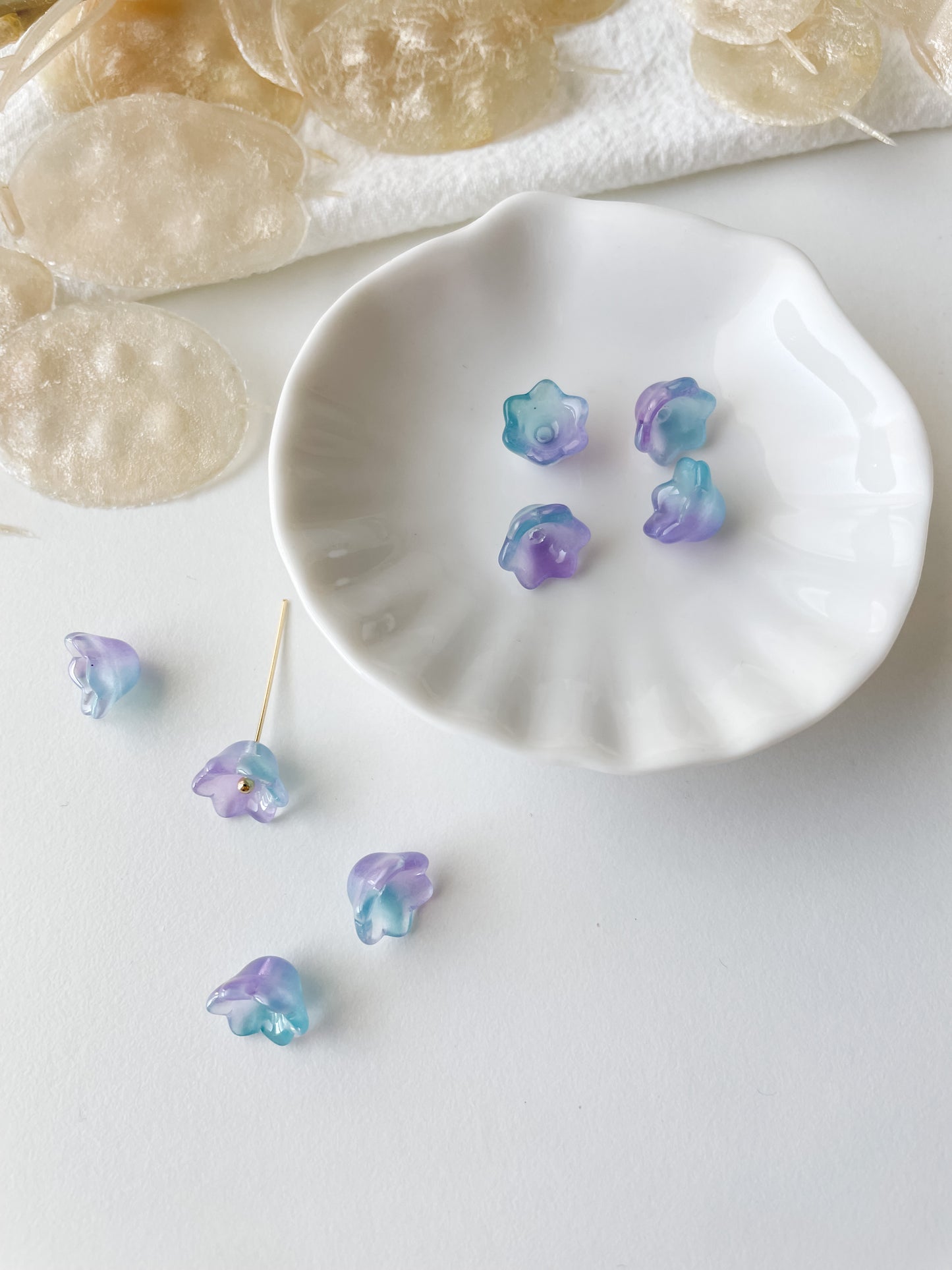 Glaspärla blomma, 7x11,5x11,5mm, 1st