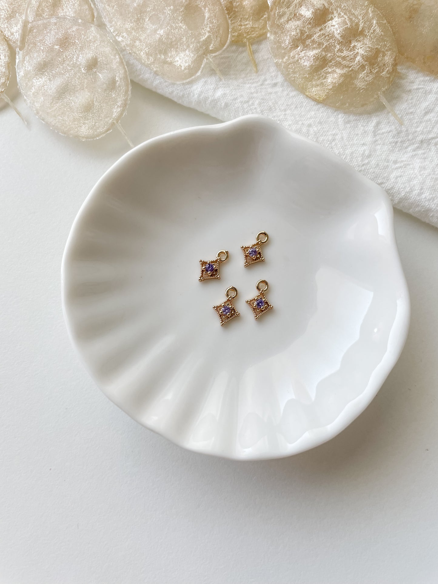 Pendant lilac, zirconia, 6x9mm 1pc