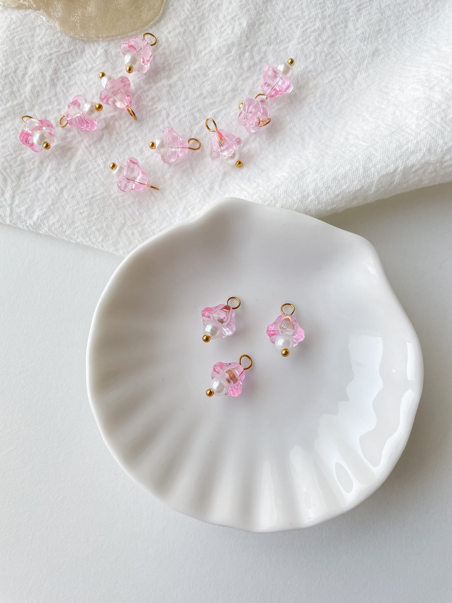 Pendant glass pink 14x9x9mm 1pc
