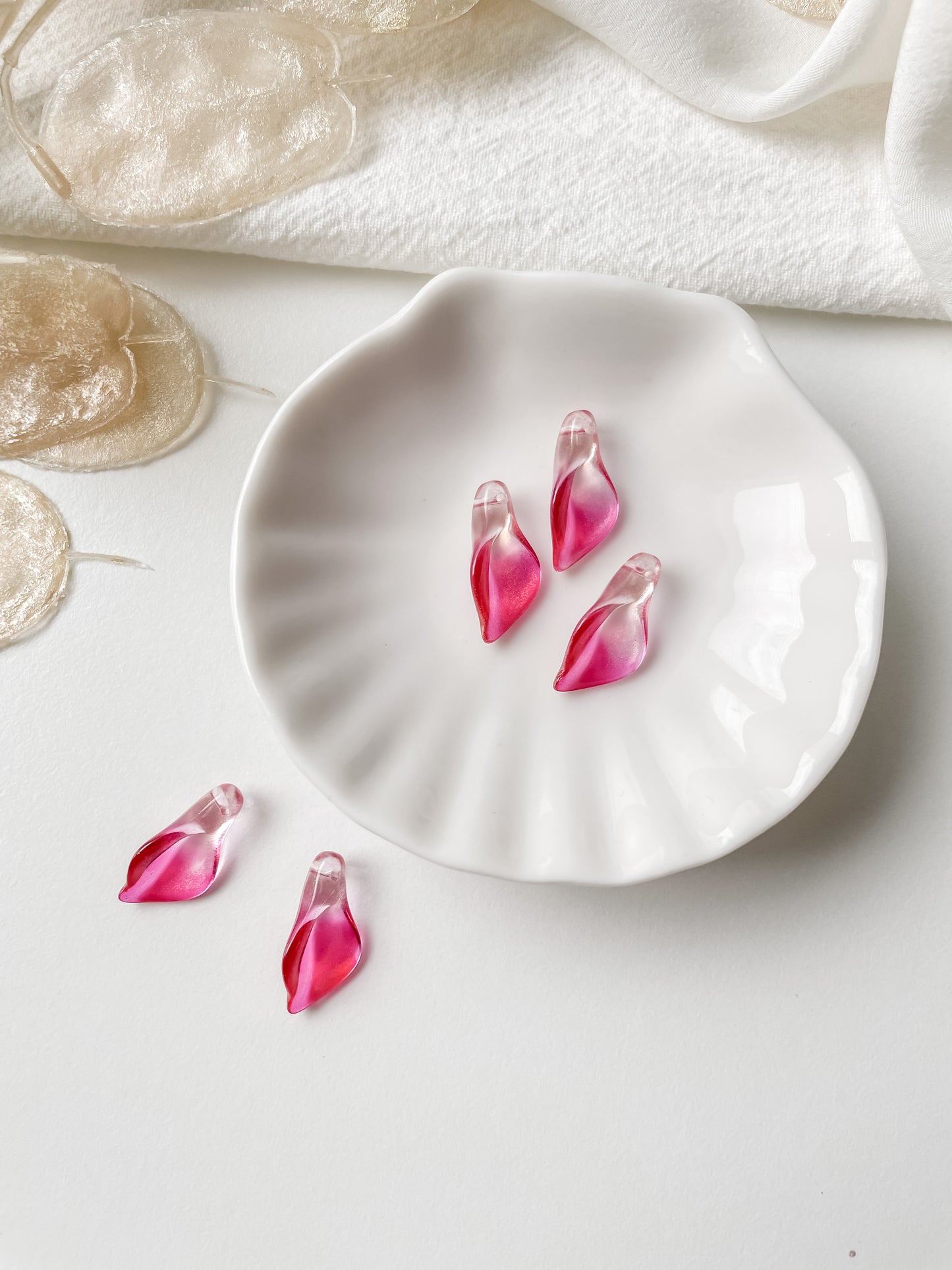 Pendant calla, glass pendant petal pink, 1pc