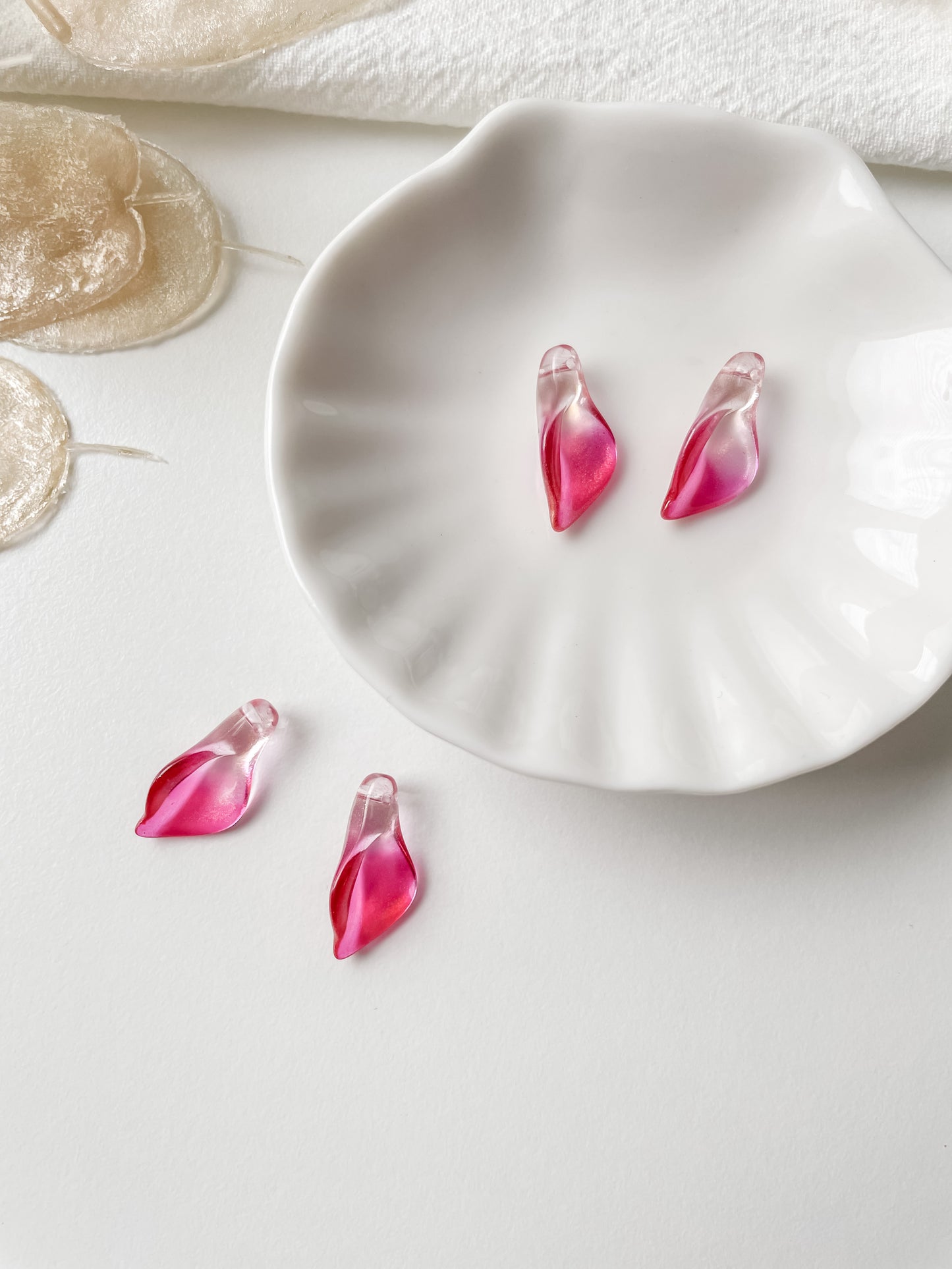 Pendant calla, glass pendant petal pink, 1pc
