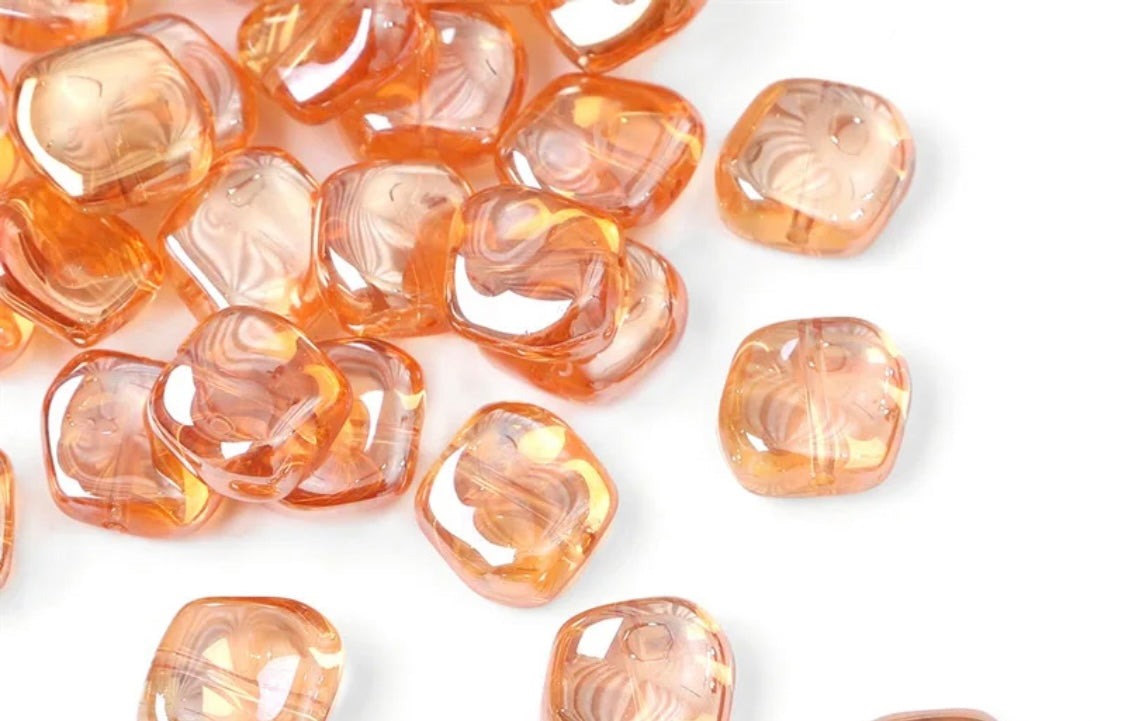 Glaspärla orange 11x11mm, 1st