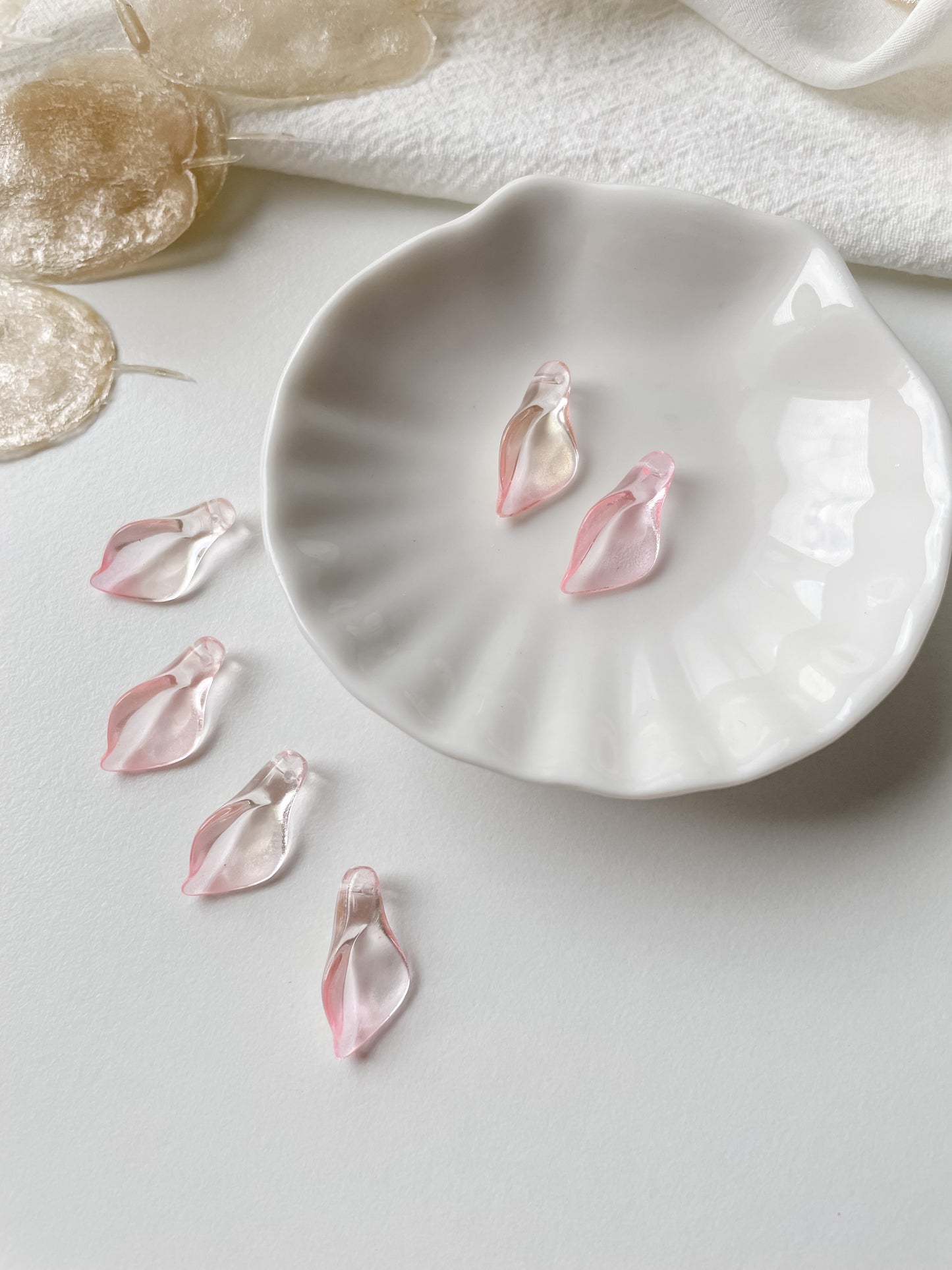Pendant calla, glass pendant petal pink, 1pc