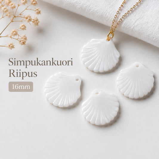 Riipus simpukka 16x15x2mm, simpukankuori, 6kpl