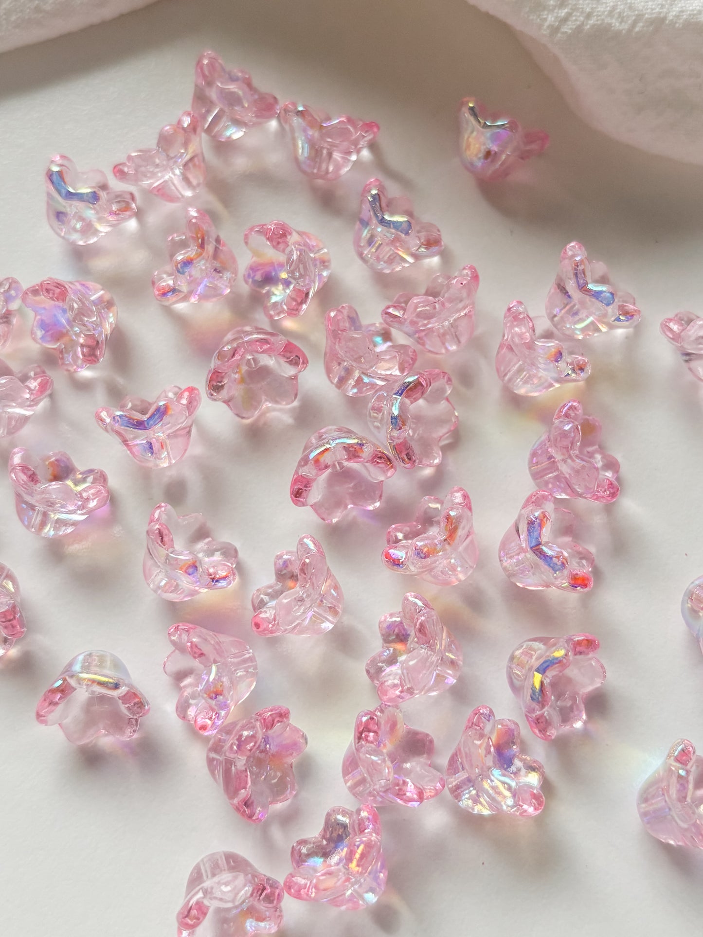 Lasihelmi kukka pinkki 12x8mm, 10kpl